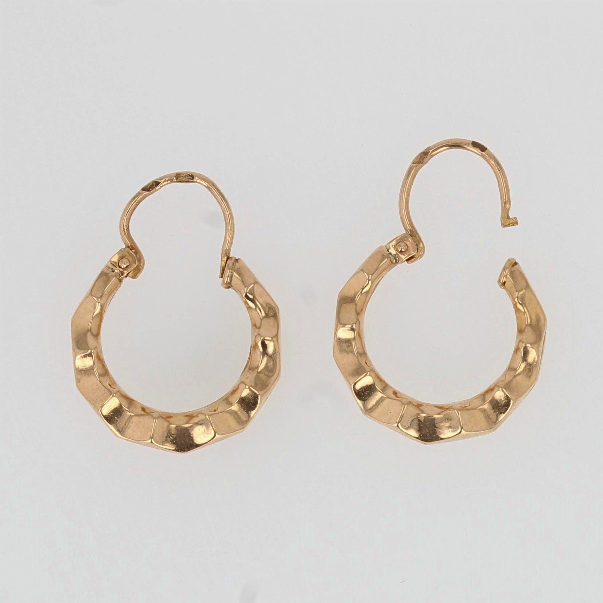 Belle Époque French 1900s 18 Karat Rose Gold Creoles Hoop Earrings