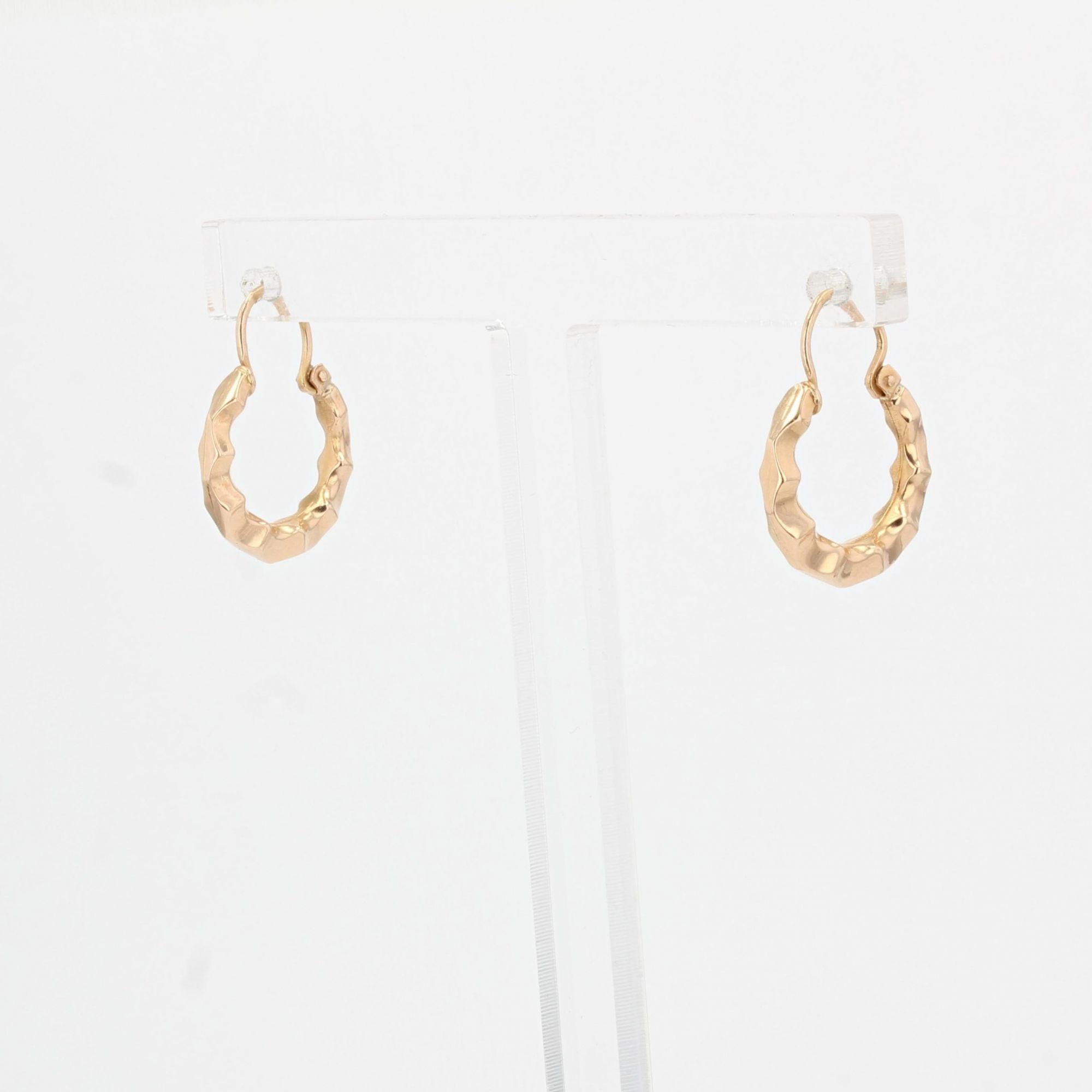 French 1900s 18 Karat Rose Gold Creoles Hoop Earrings In Good Condition In Poitiers, FR