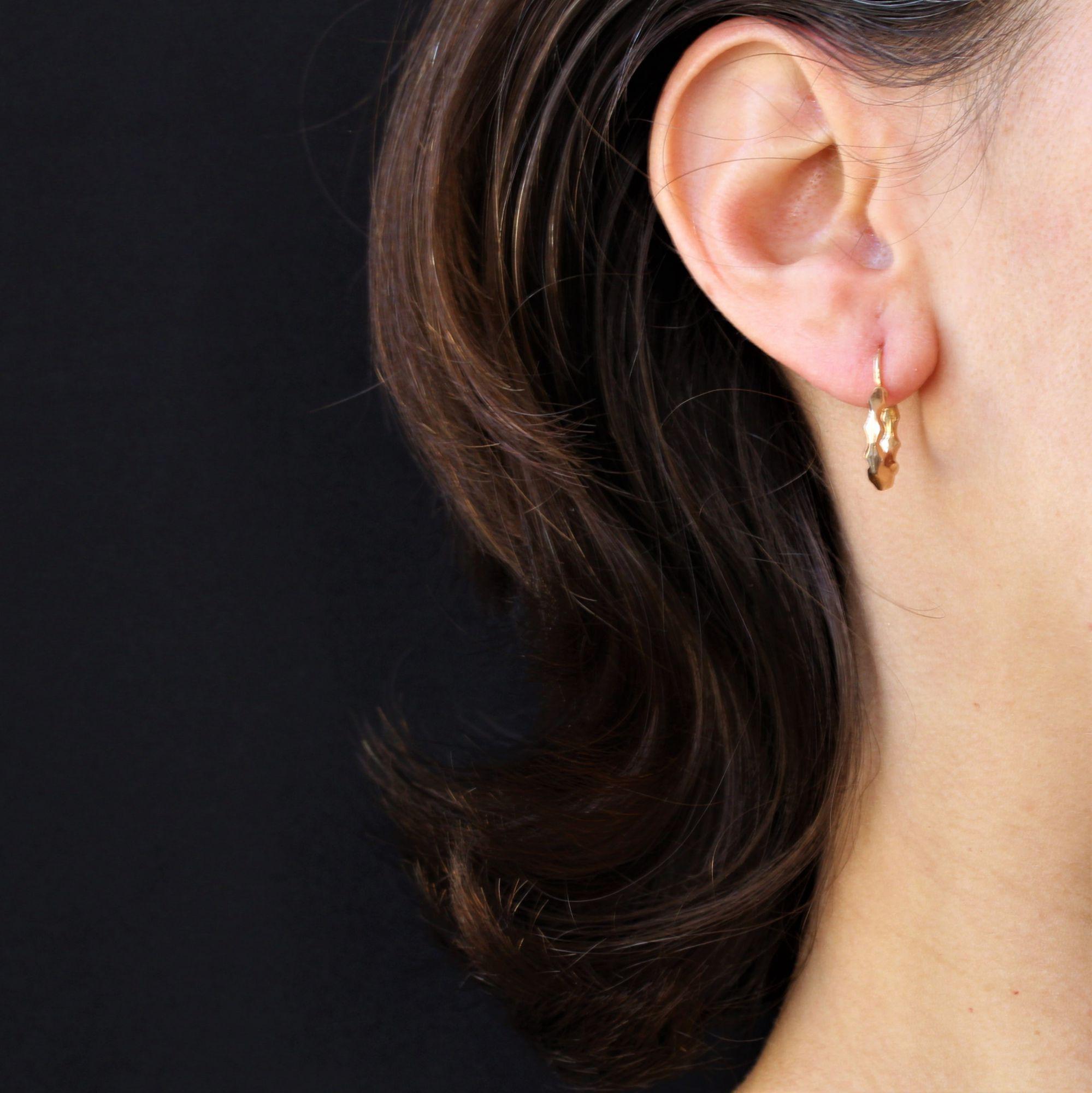 Women's French 1900s 18 Karat Rose Gold Creoles Hoop Earrings