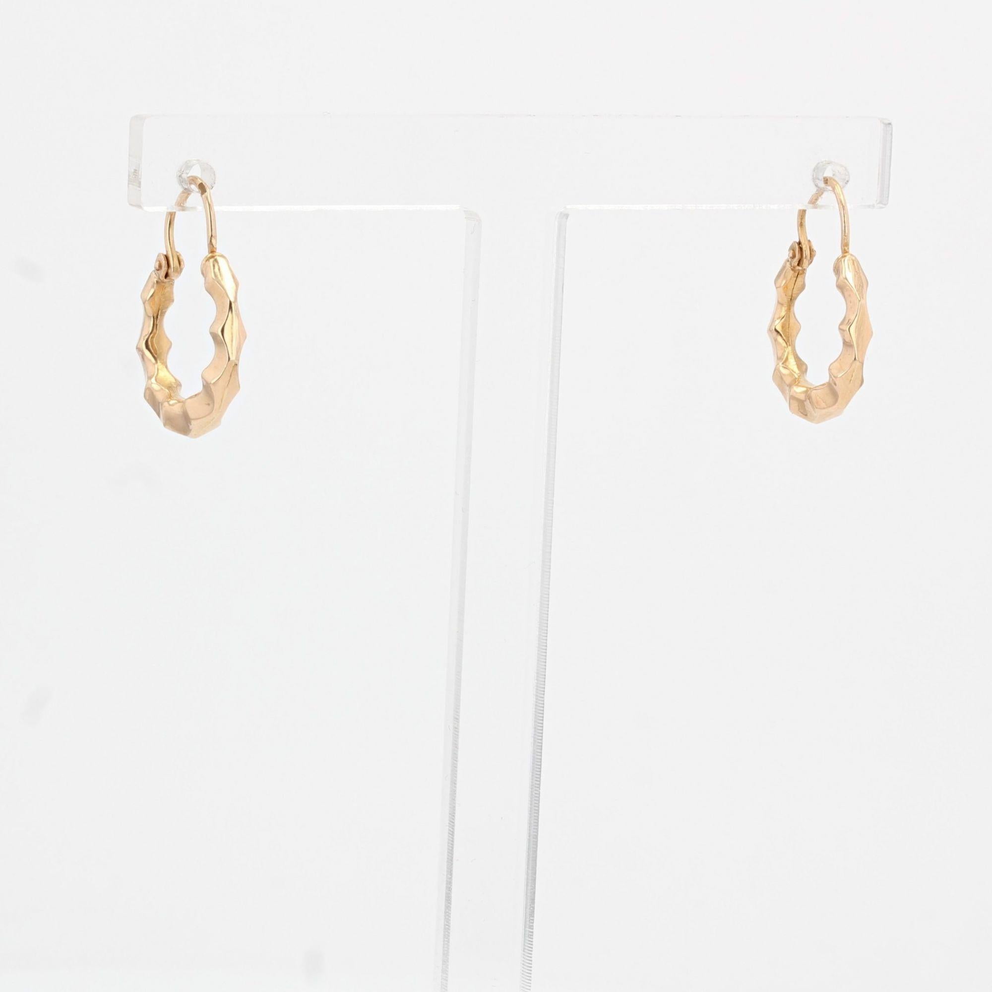 French 1900s 18 Karat Rose Gold Creoles Hoop Earrings 3