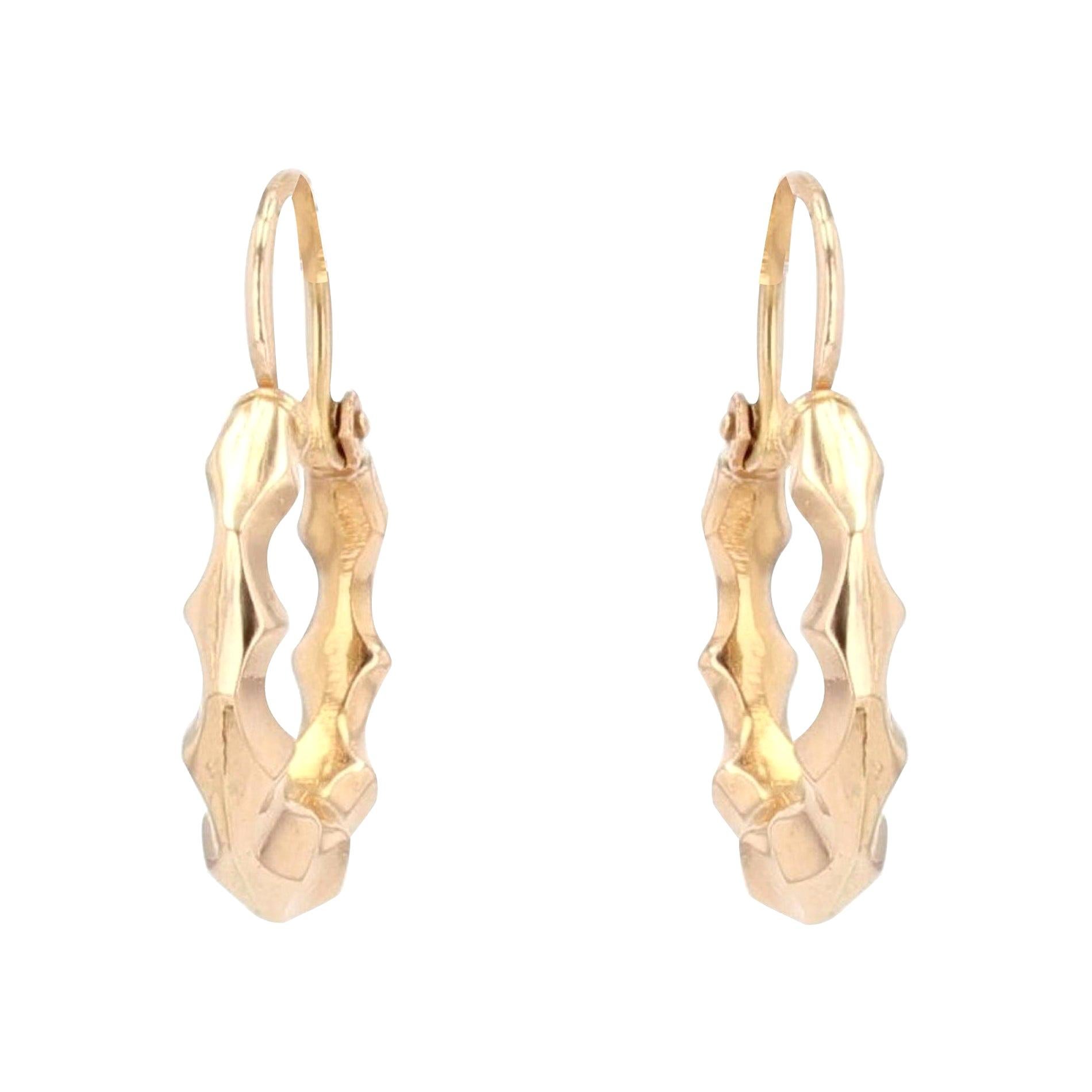 French 1900s 18 Karat Rose Gold Creoles Hoop Earrings