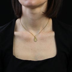 French 1900s 18 Karat Rose Gold Polylobed Virgin Mary Miraculous Medal