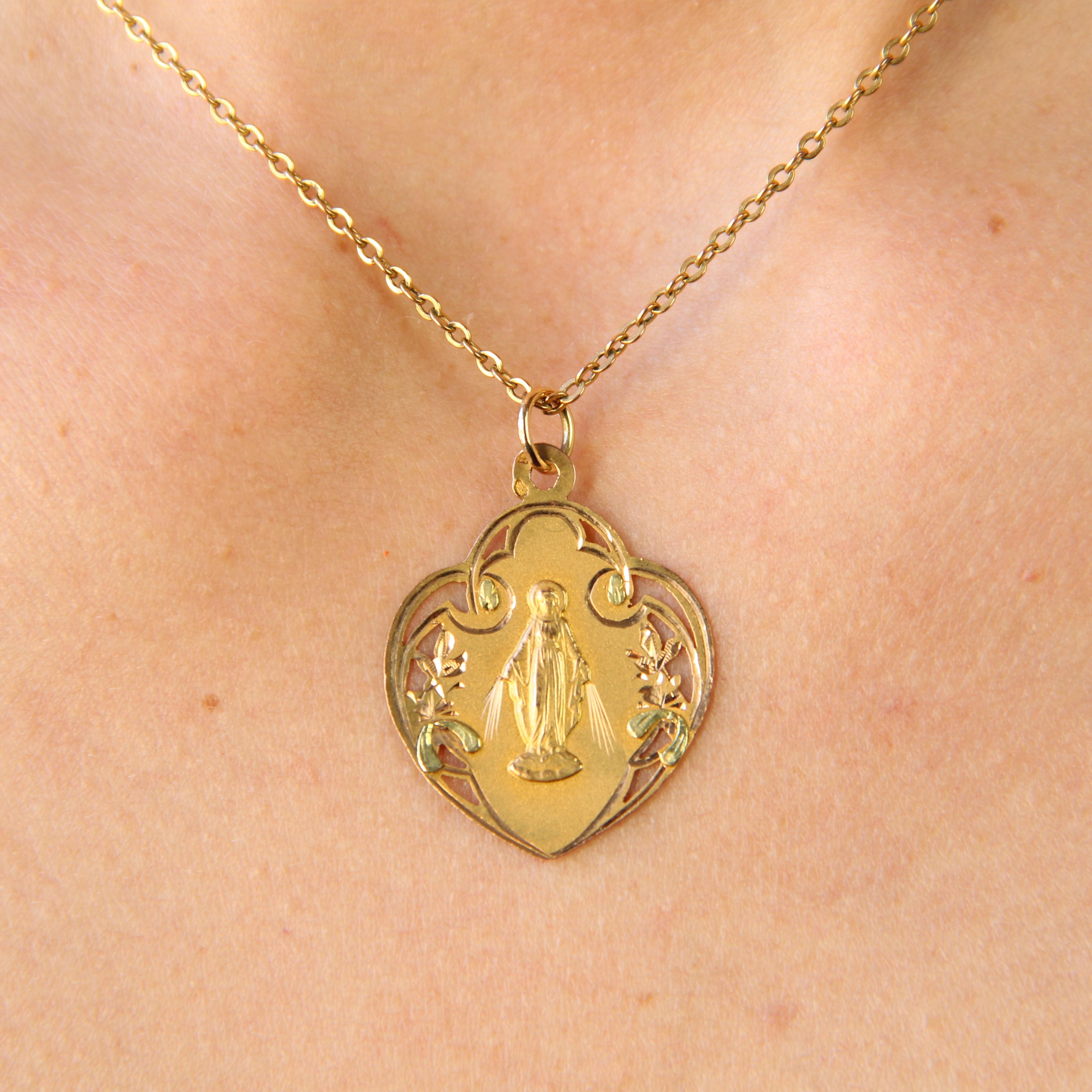 Médaille du miracle de la Vierge Marie polylobée en or rose 18 carats des années 1900 en vente 1