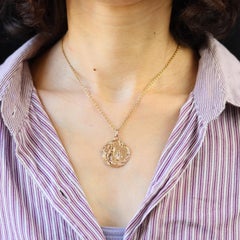 French 1900s 18 Karat Rose Gold Virgin Mary Miraculous Medal Pendant
