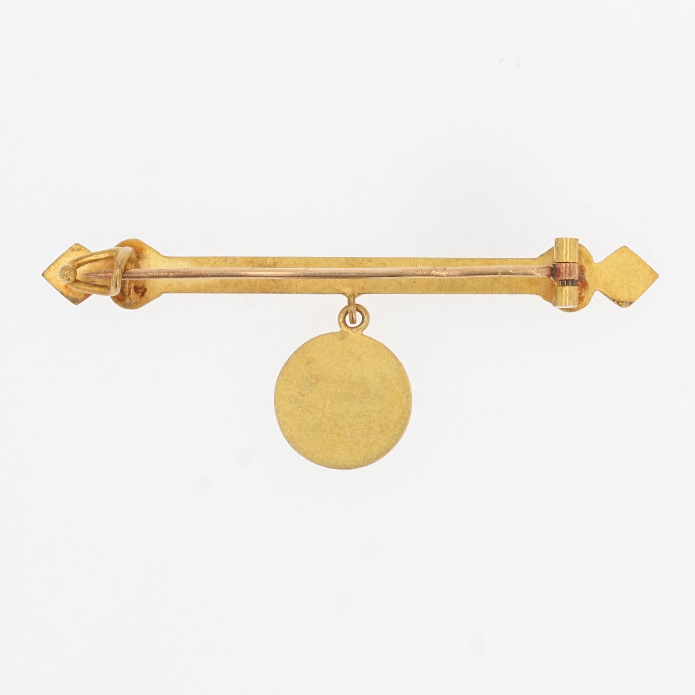 French 1900s 18 Karat Yellow Gold Baby's Bar Brooch For Sale 2
