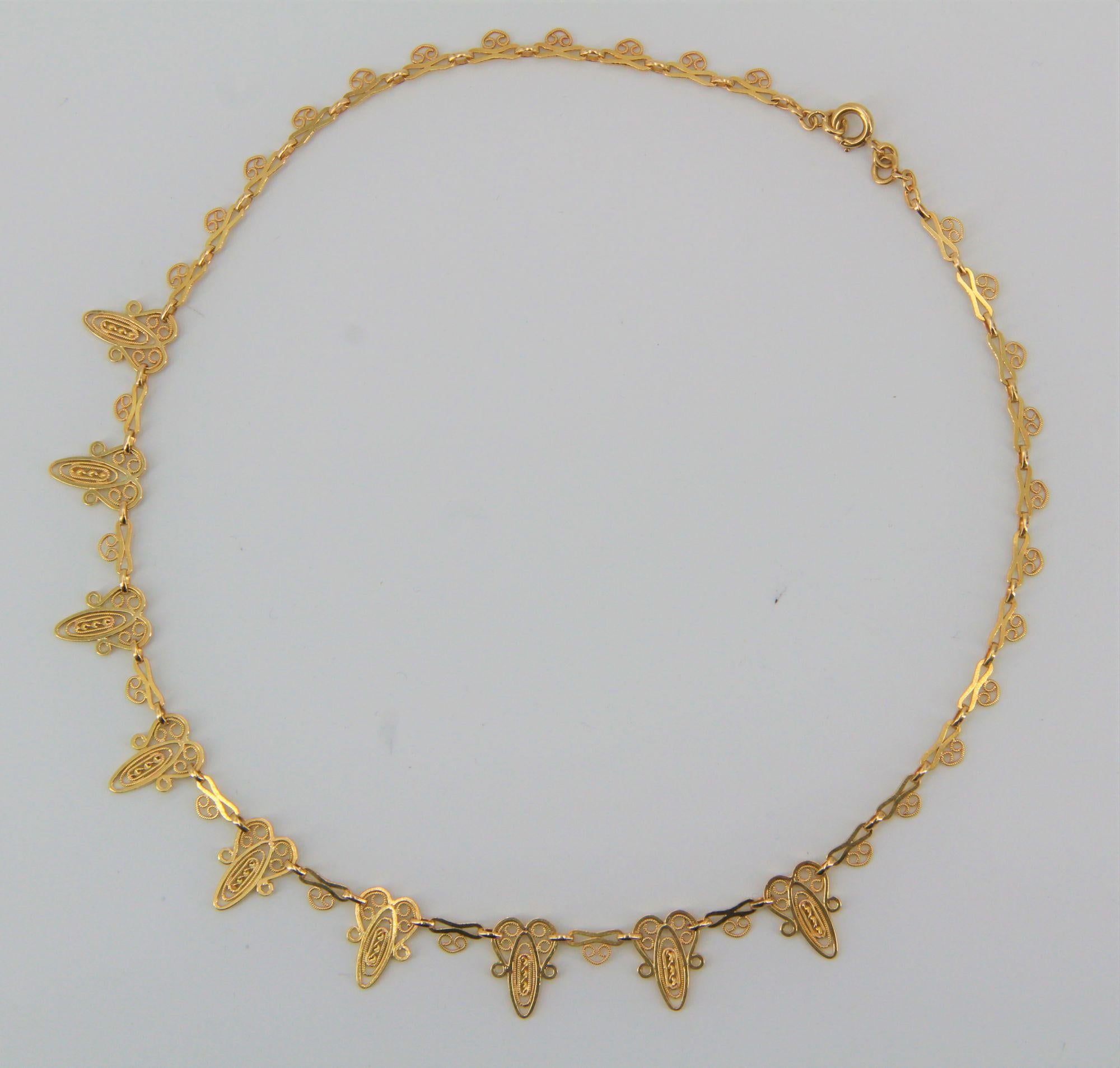 French 1900s 18 Karat Yellow Gold Belle Époque Necklace 6