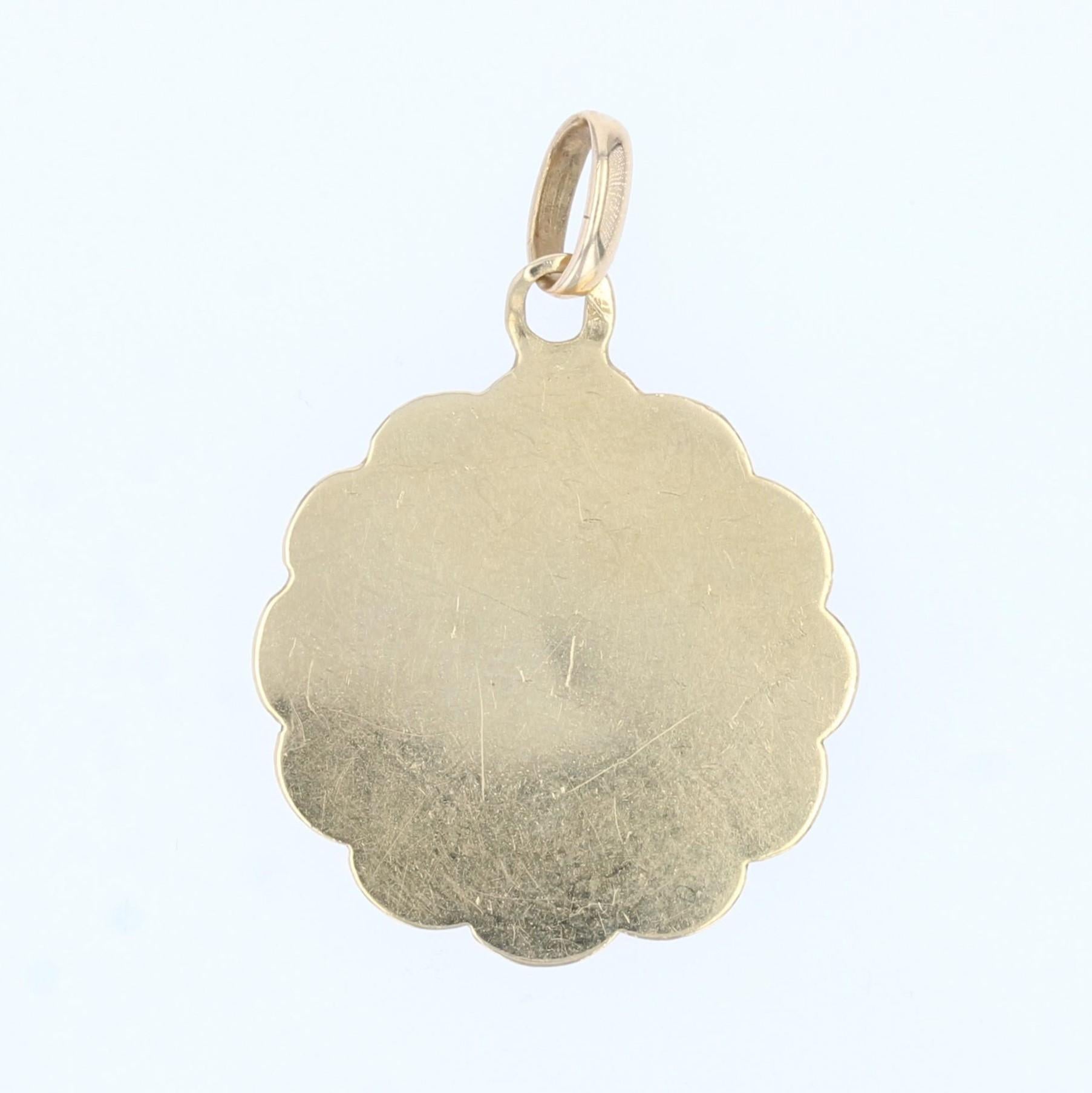 Französische Medaille Französisch 1900er Jahre 18 Karat Gelb-Roségold Christus umgeben von Engeln Damen