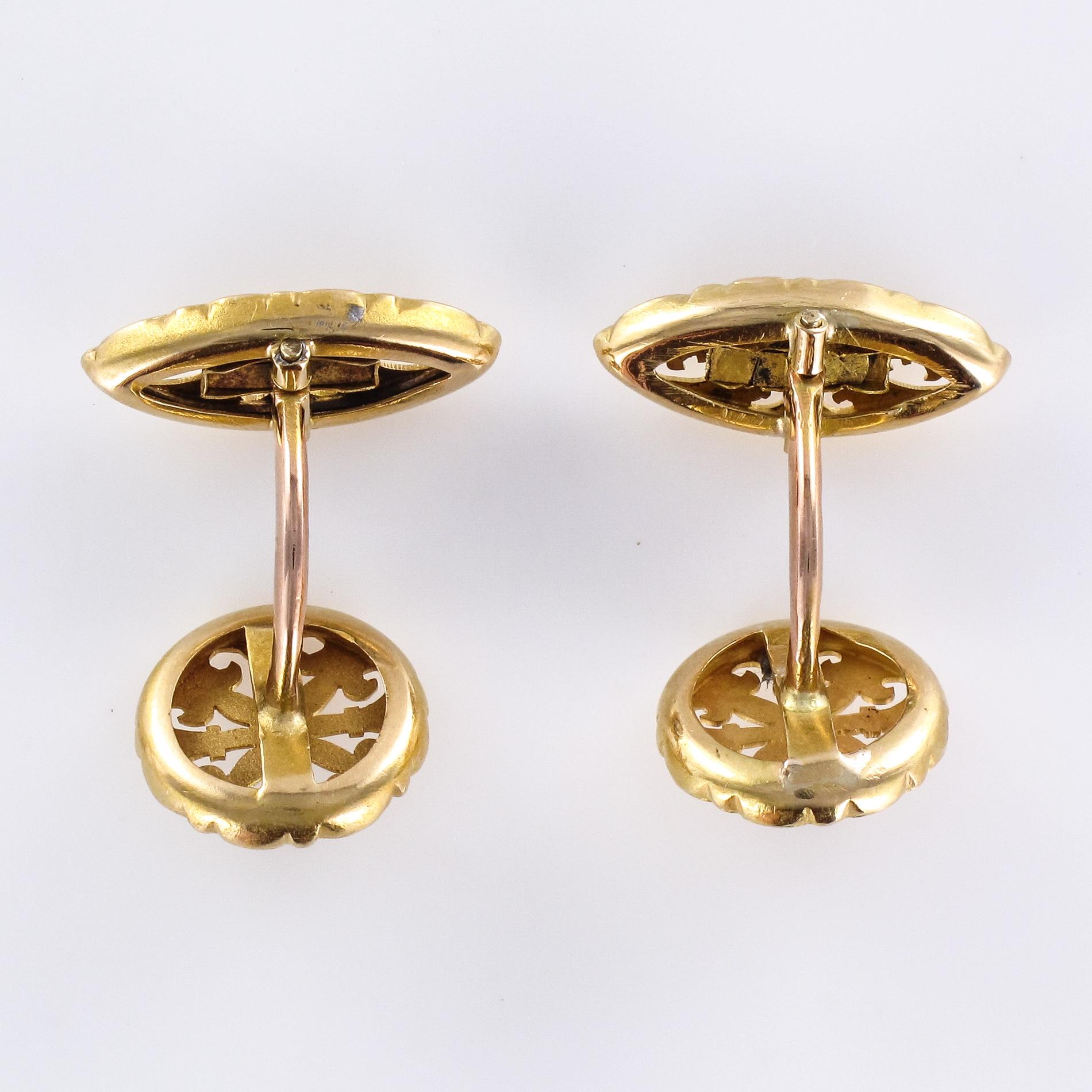 French 1900s 18 Karat Yellow Gold Antique Cufflinks 6