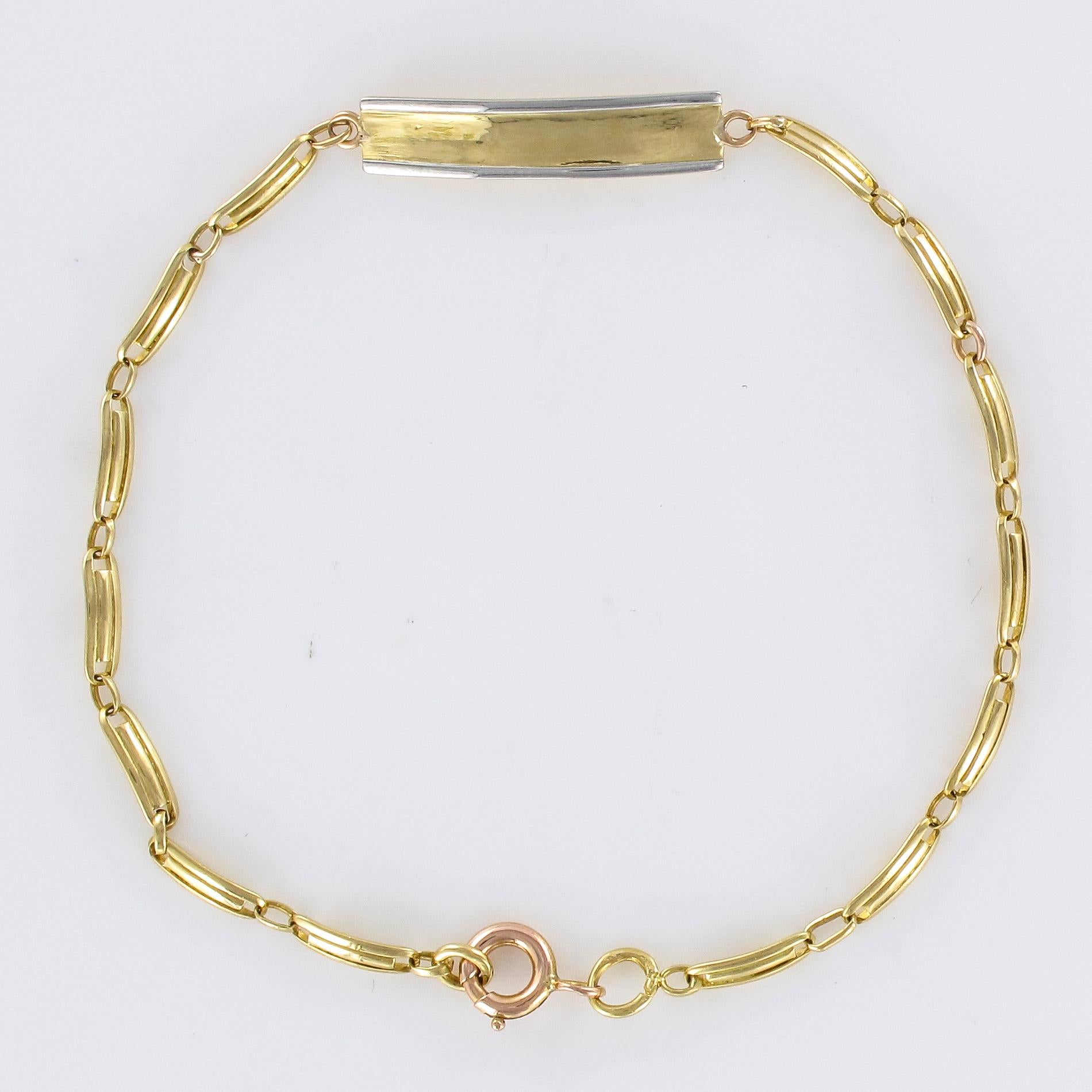 French 1900s 18 Karat Yellow Gold Baby Curb Bracelet 6