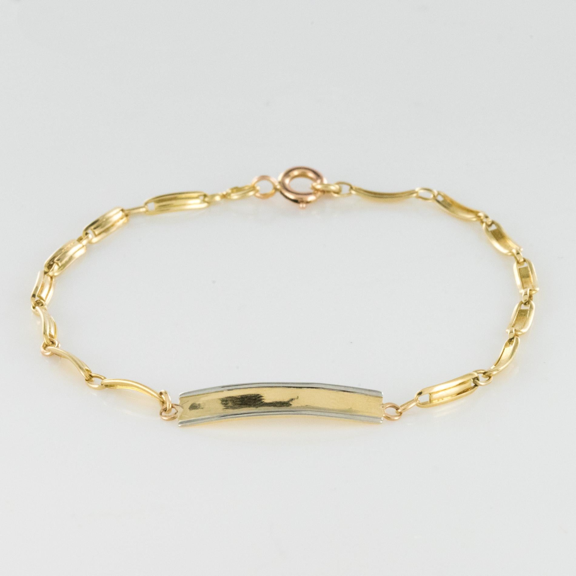 French 1900s 18 Karat Yellow Gold Baby Curb Bracelet In Good Condition In Poitiers, FR