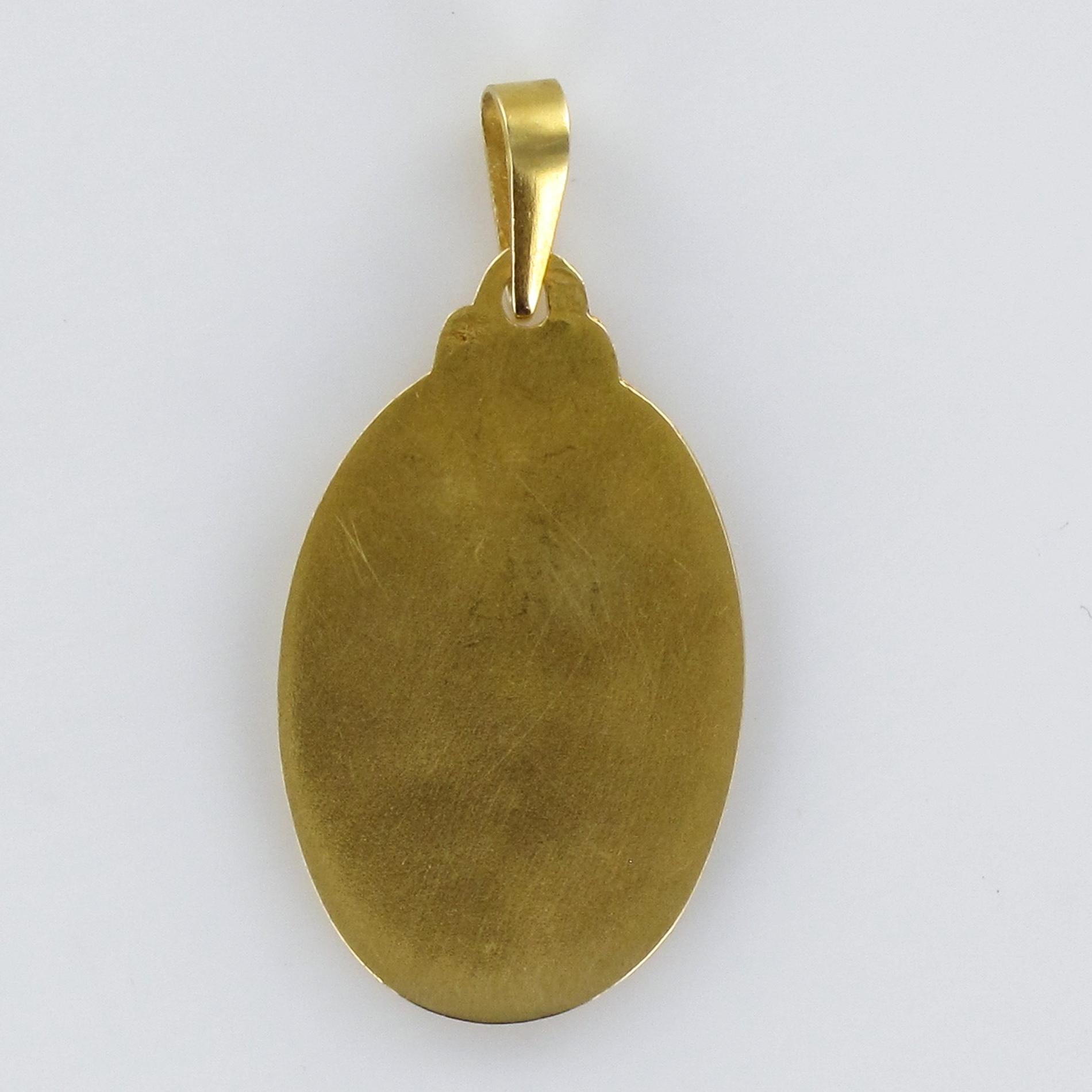 French 1900s 18 Karat Yellow Gold Virgin Roses Medal 1