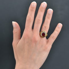 French, 1900s, 4.60 Carat Ruby 18 Karat Yellow Gold Ring