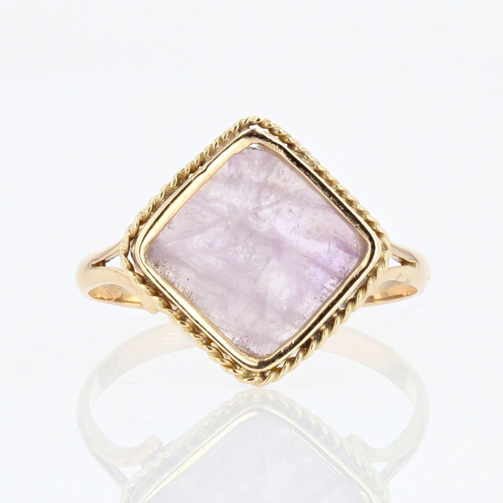 Women's French 1900s Amethyst 18 Karat Yellow Gold Ring For Sale