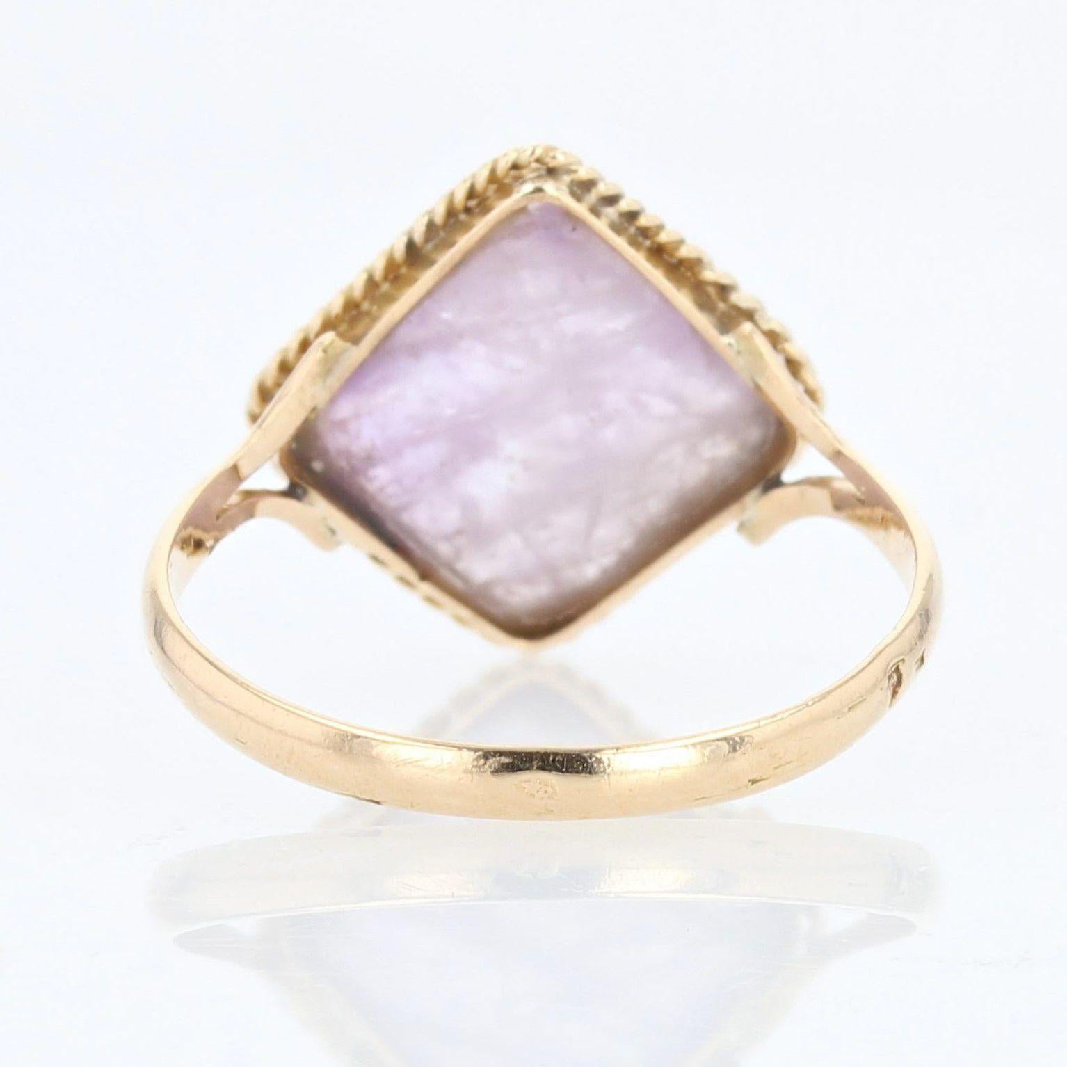 French 1900s Amethyst 18 Karat Yellow Gold Ring For Sale 1