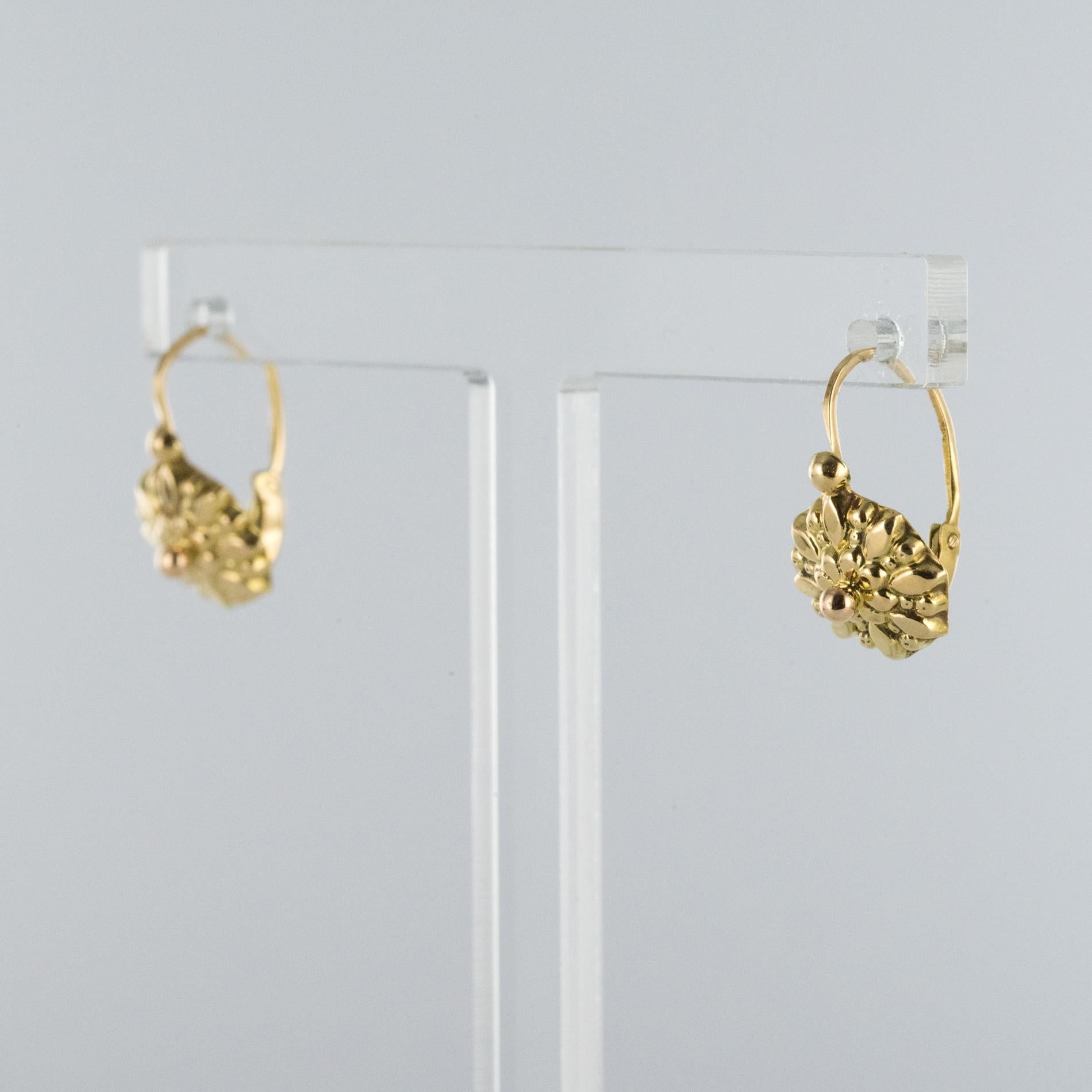 Belle Époque French 1900s Antique Yellow Gold Sleepers Earrings