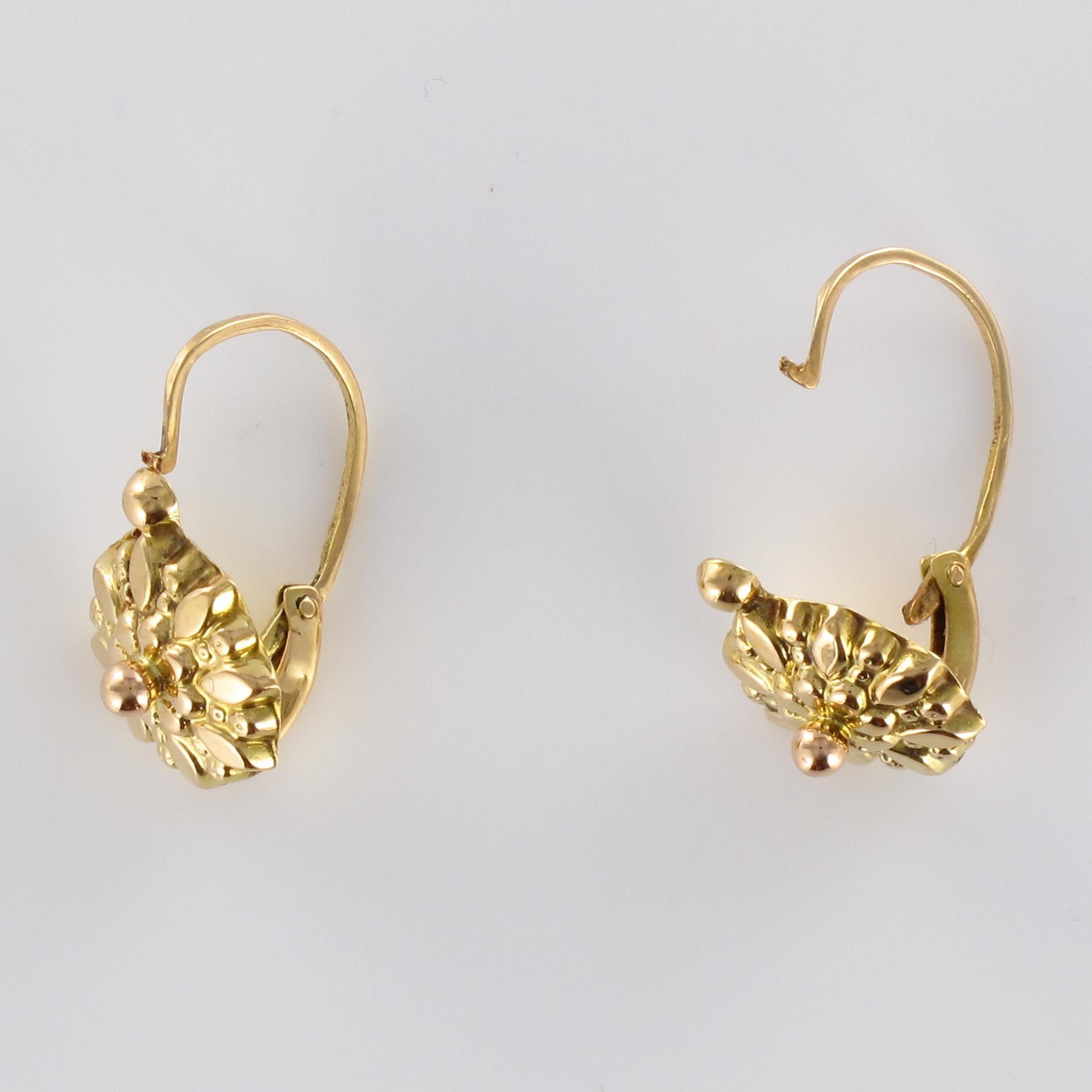 French 1900s Antique Yellow Gold Sleepers Earrings 1