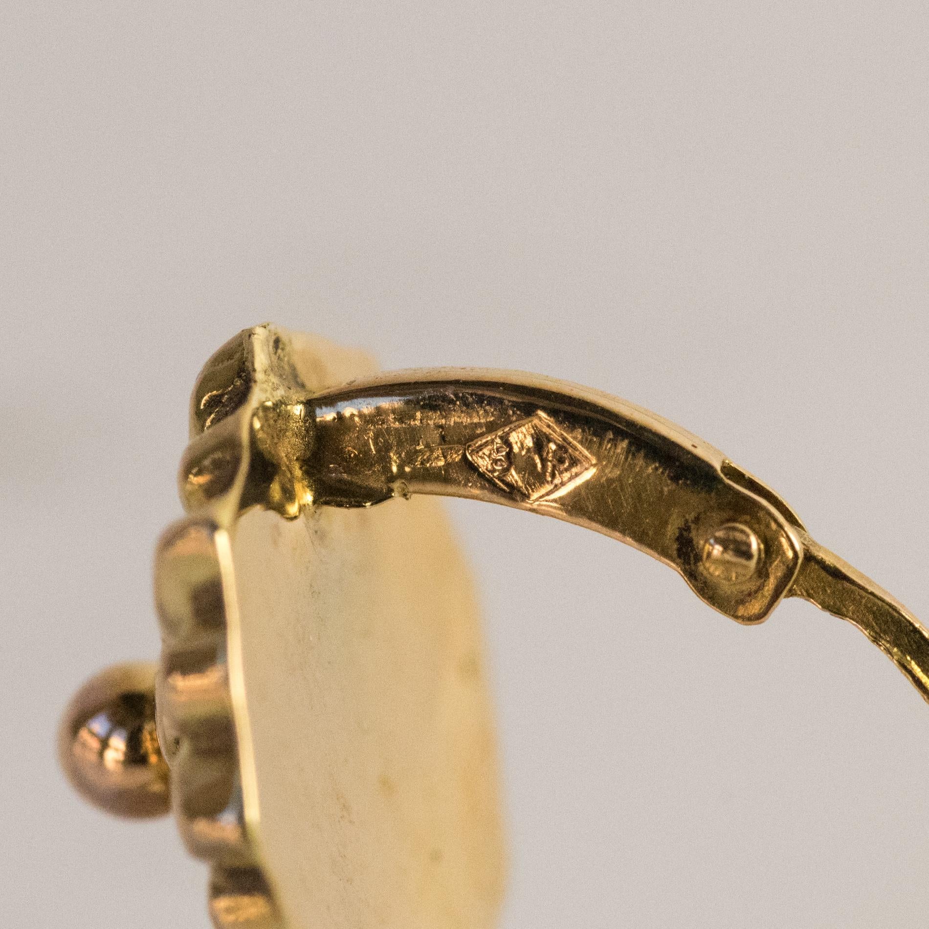 French 1900s Antique Yellow Gold Sleepers Earrings 4