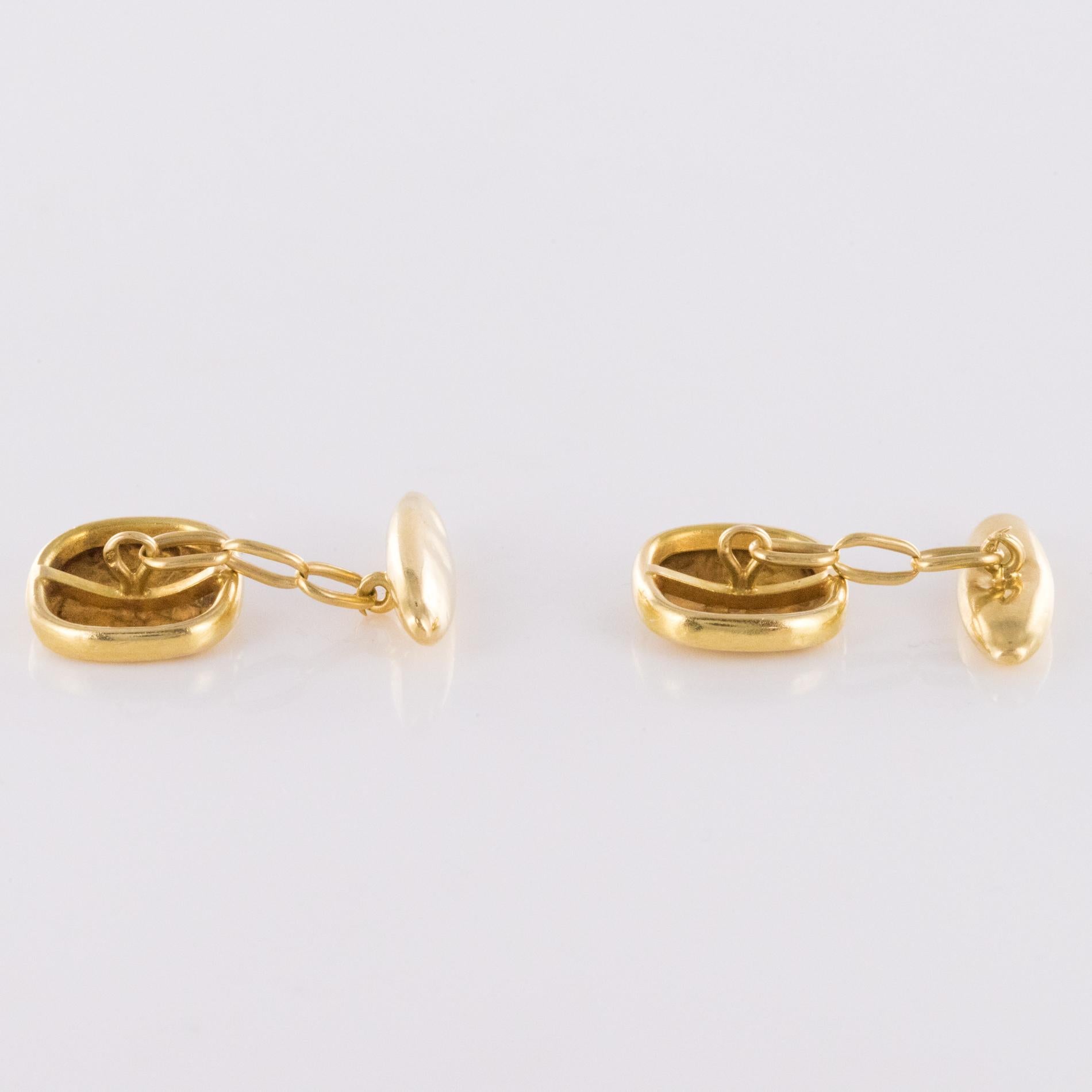 French 1900s 18 Karats Yellow Gold Cufflinks 3