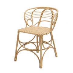 French 1900s Art Nouveau Design Style Rattan And Wicker Bistrot Chair