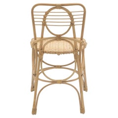 French 1900s Art Nouveau Design Style Rattan And Wicker Bistrot Chair
