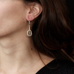 French 1900s Art Nouveau Diamonds Dangle Earrings