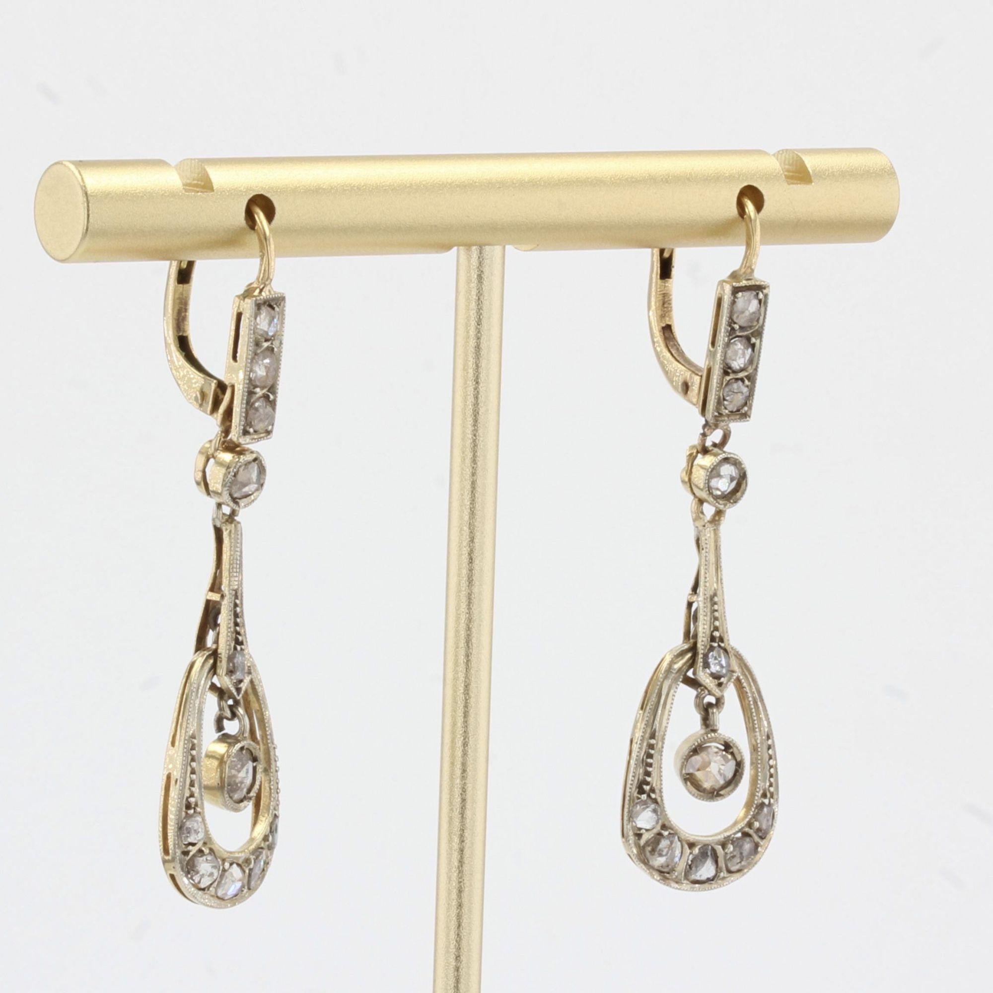 Women's French 1900s Art Nouveau Diamonds Dangle Earrings For Sale