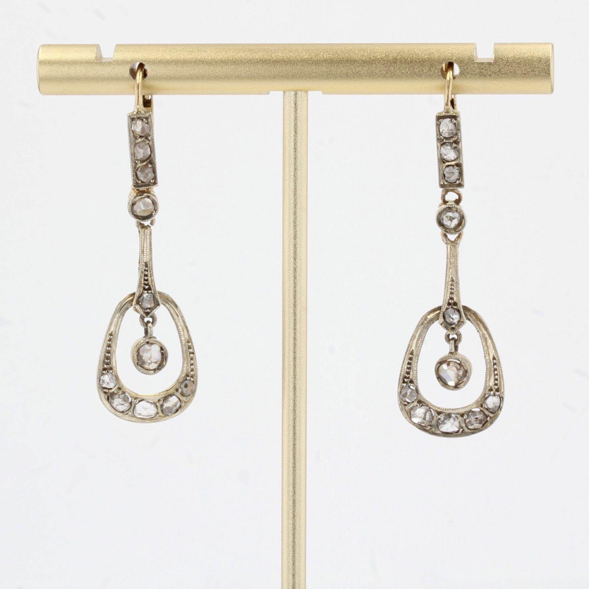 French 1900s Art Nouveau Diamonds Dangle Earrings For Sale 2