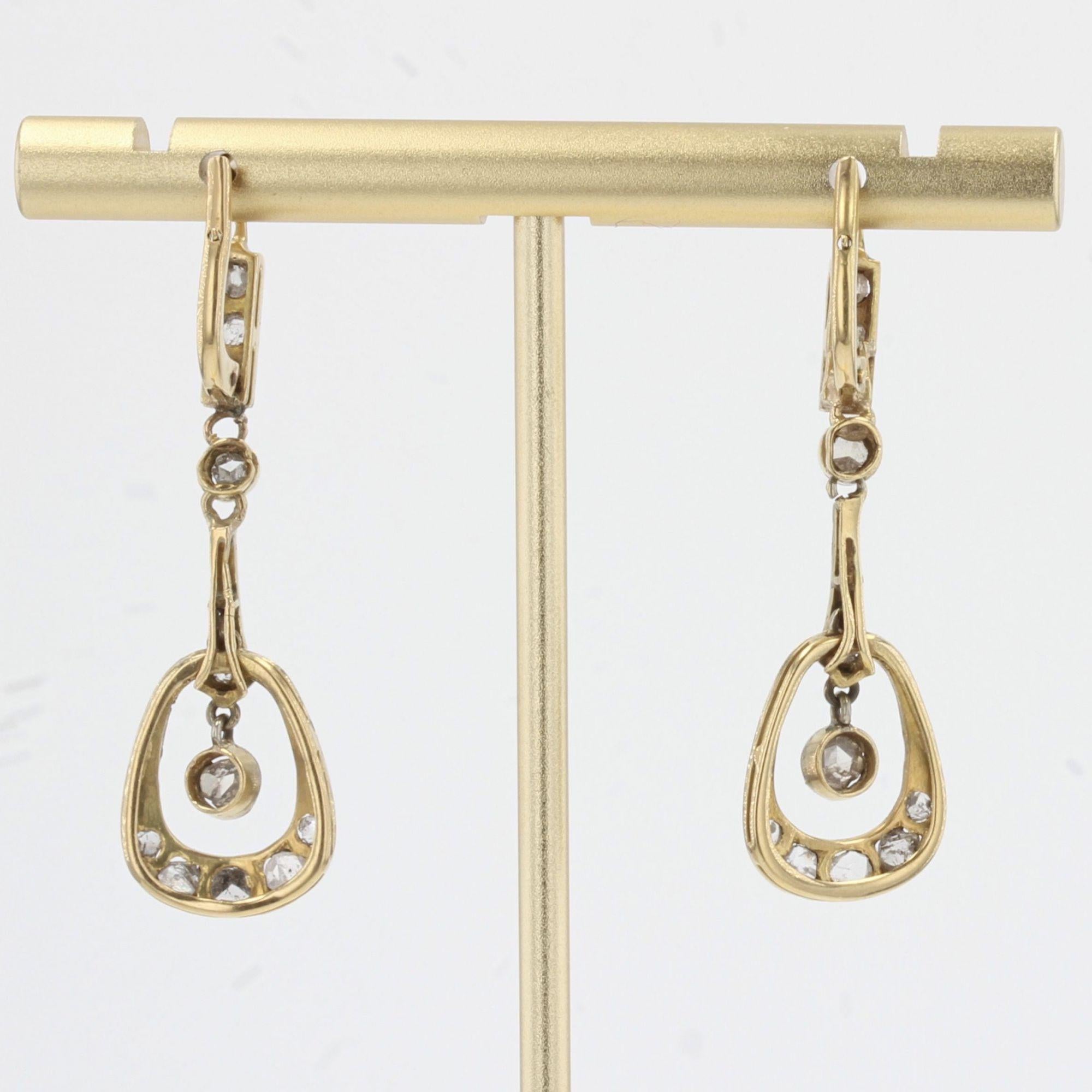 French 1900s Art Nouveau Diamonds Dangle Earrings For Sale 3