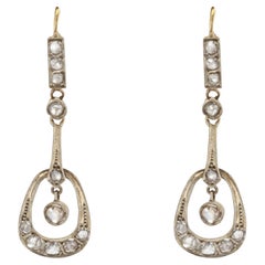 French 1900s Art Nouveau Diamonds Dangle Earrings