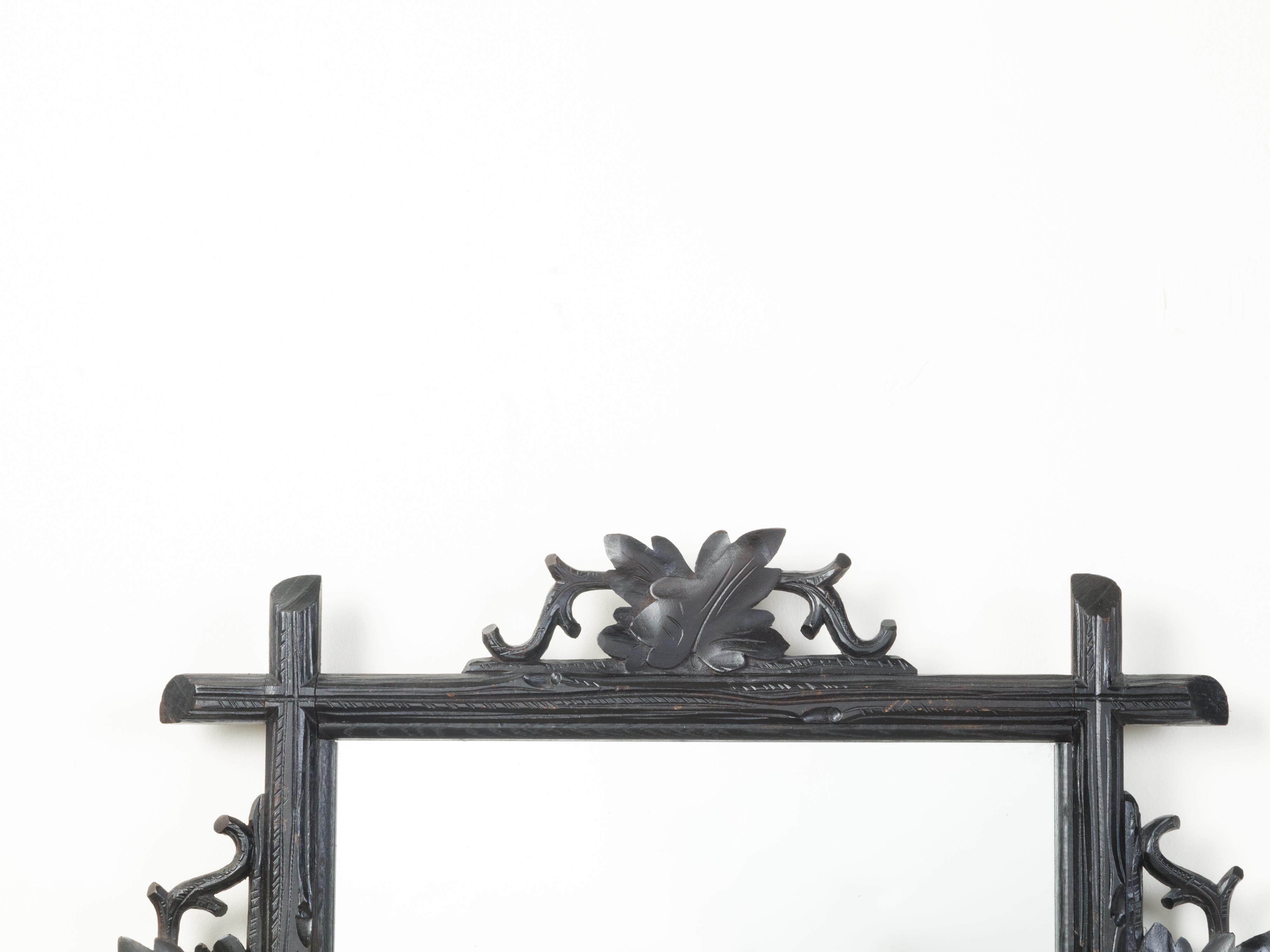 20th Century French 1900s Black Forest Turn of the Century Mirror with Carved Oak Leaves