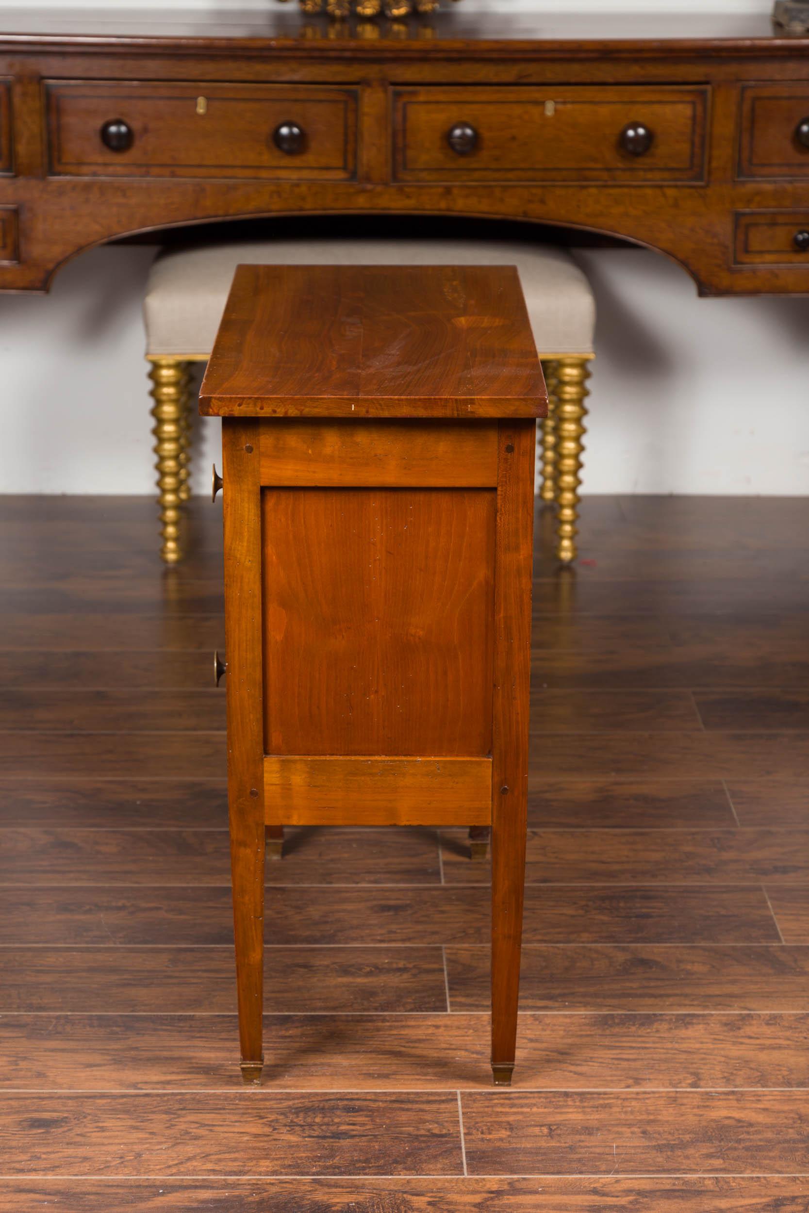 French 1900s Bookmark Veneered Two-Drawer Commode with Tapered Legs 5