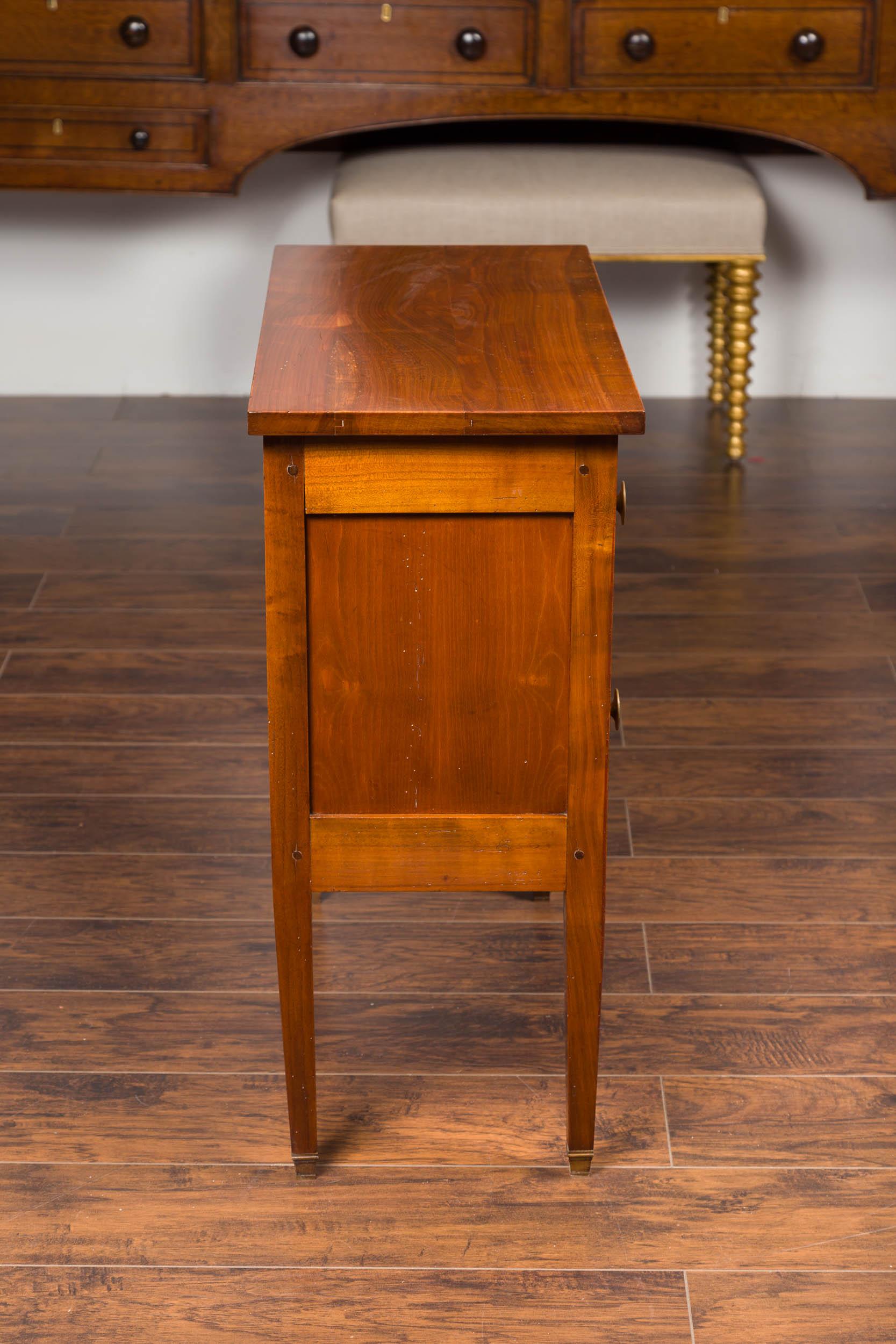 French 1900s Bookmark Veneered Two-Drawer Commode with Tapered Legs 3