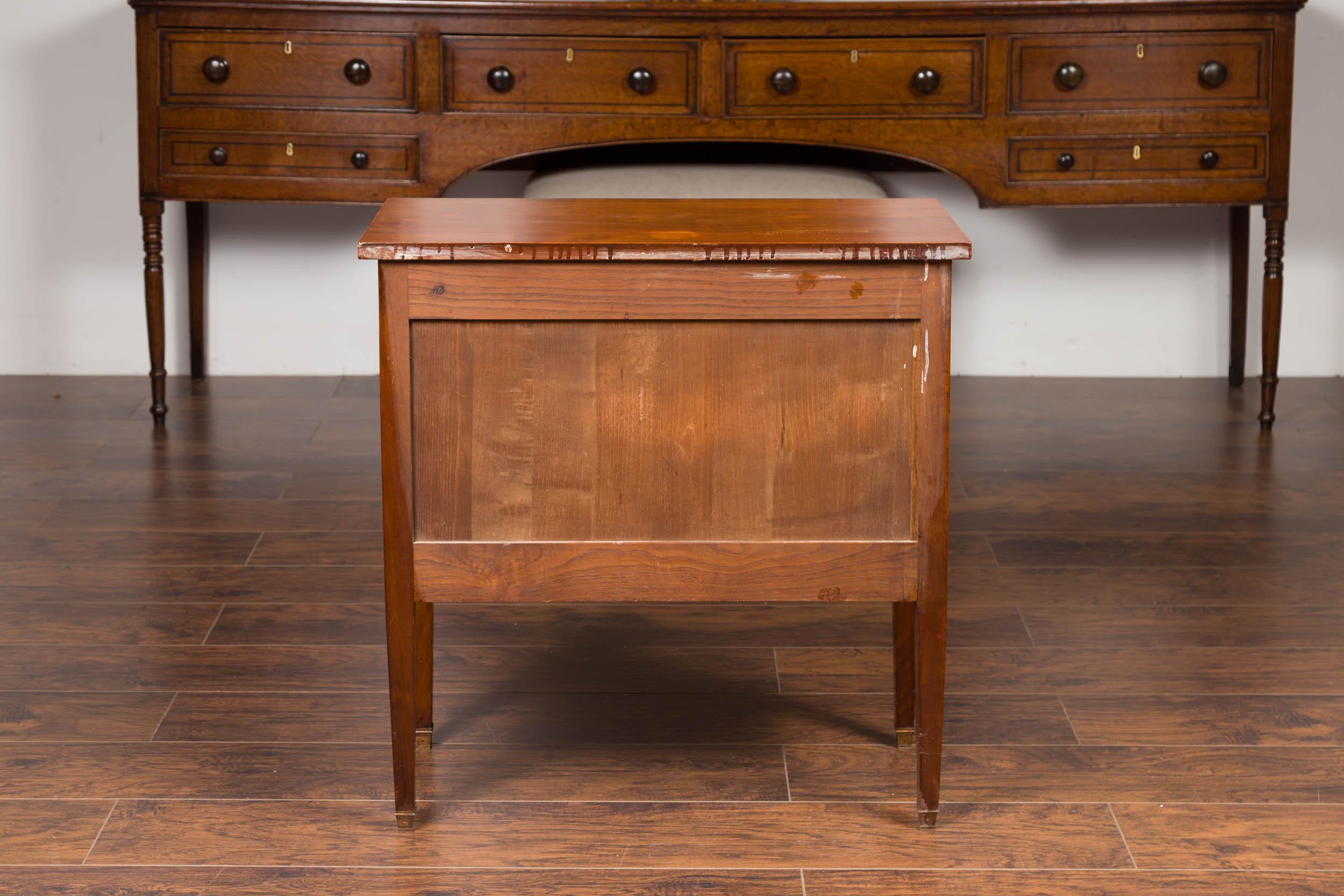 French 1900s Bookmark Veneered Two-Drawer Commode with Tapered Legs 4