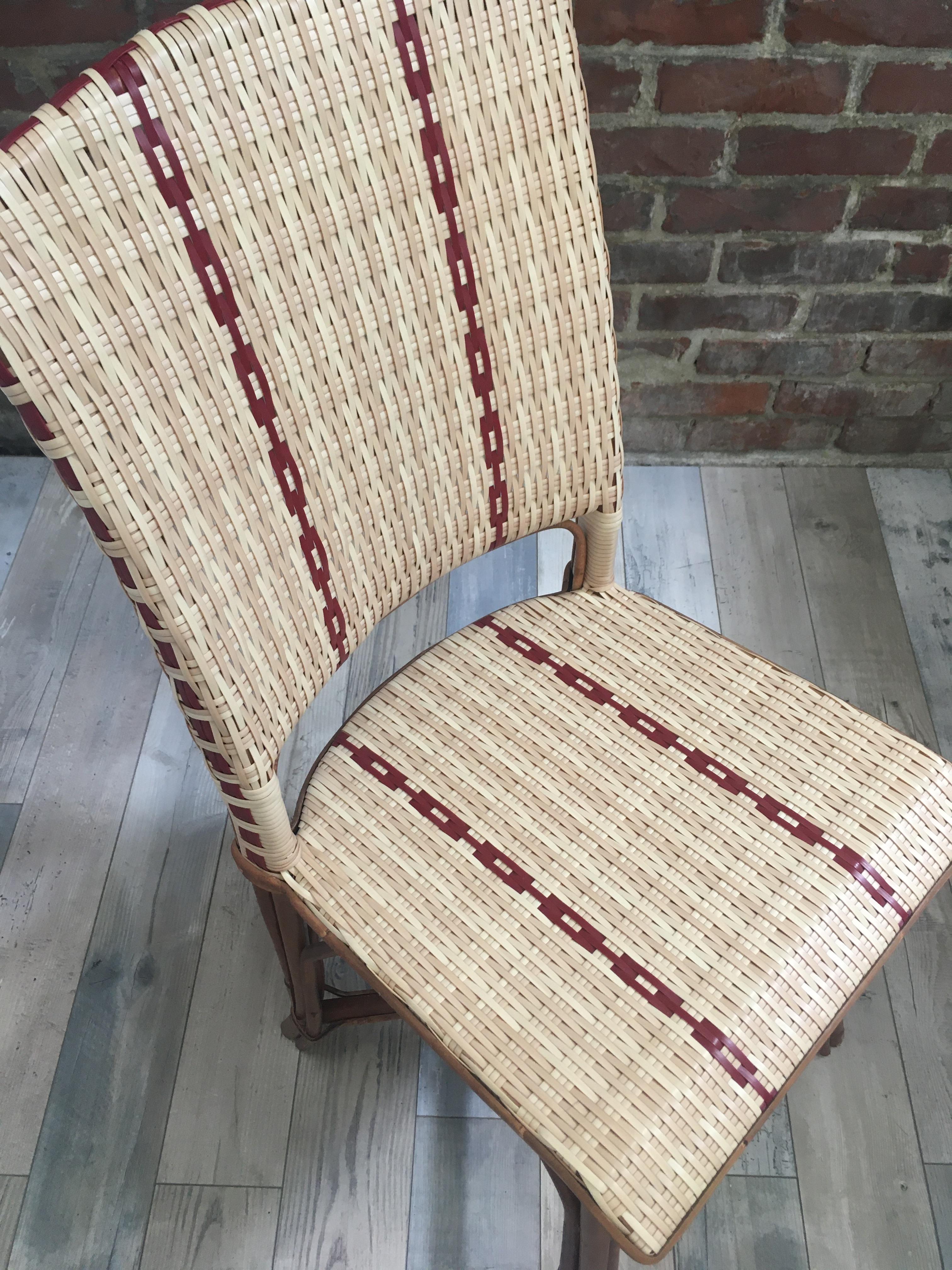 French 1900s Design Bistro Outdoor Chair Rattan and Braided Resin For Sale 5