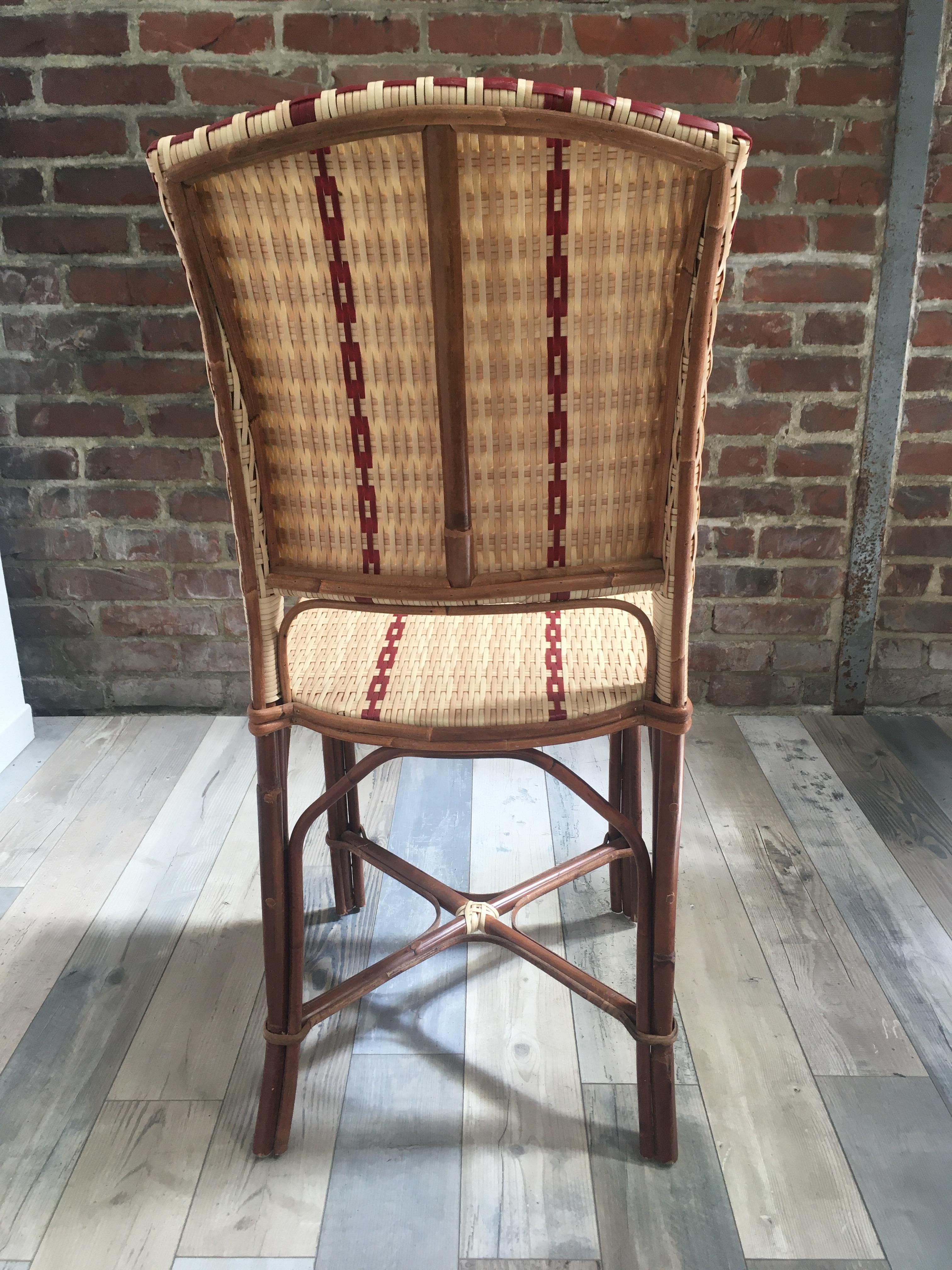 Art Nouveau French 1900s Design Bistro Outdoor Chair Rattan and Braided Resin For Sale