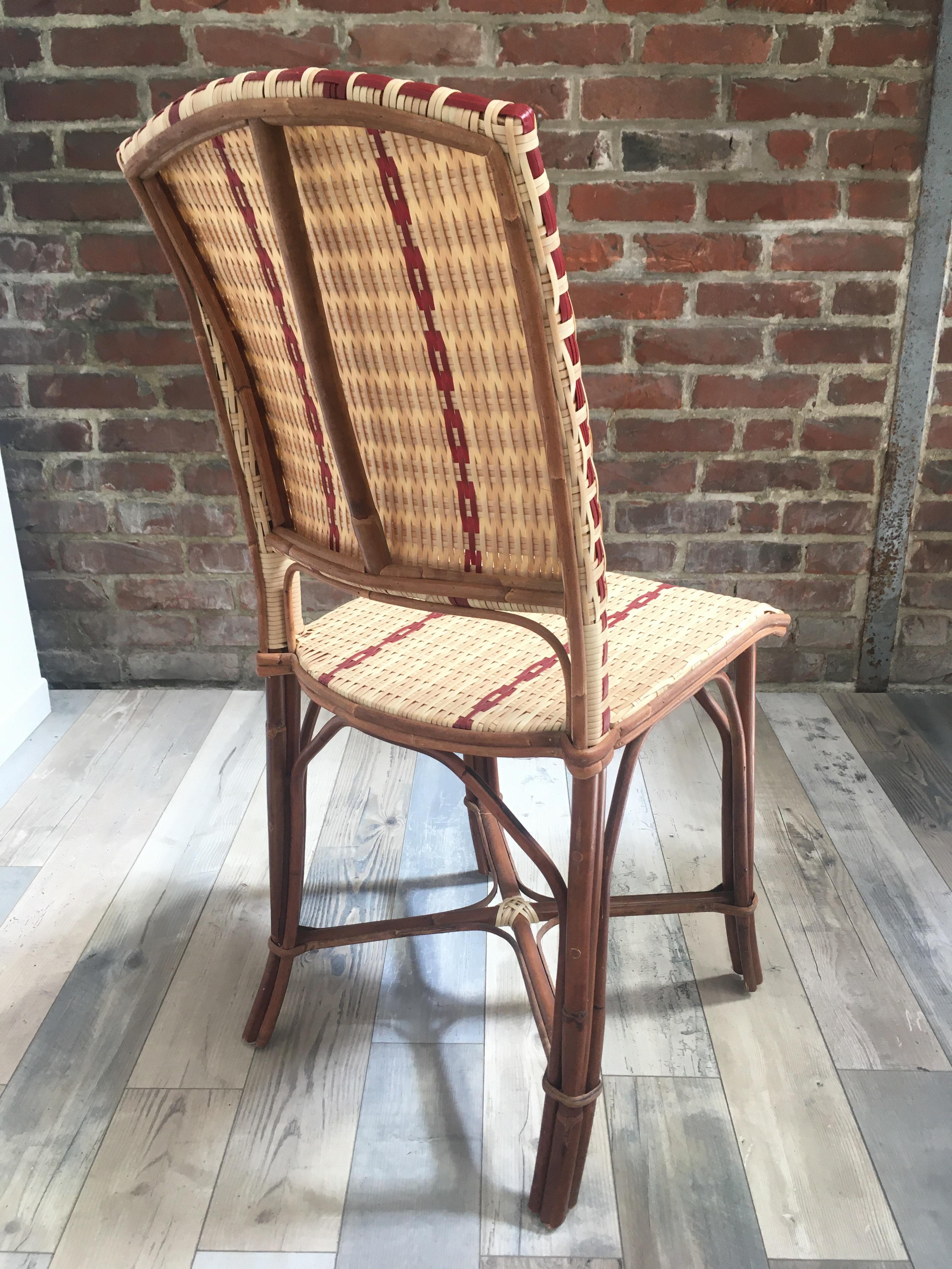 French 1900s Design Bistro Outdoor Chair Rattan and Braided Resin In New Condition For Sale In Tourcoing, FR