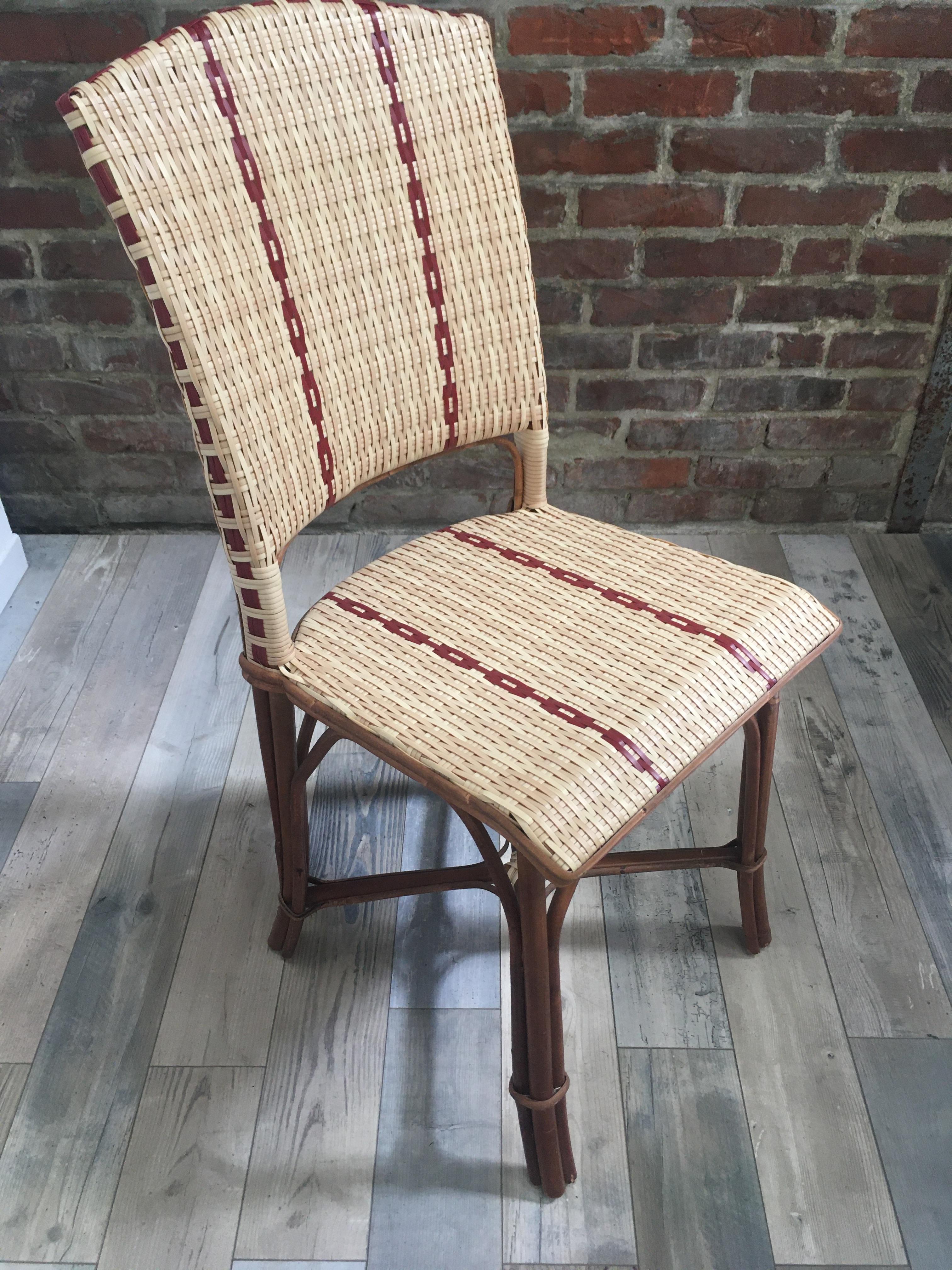 French 1900s Design Bistro Outdoor Chair Rattan and Braided Resin For Sale 3