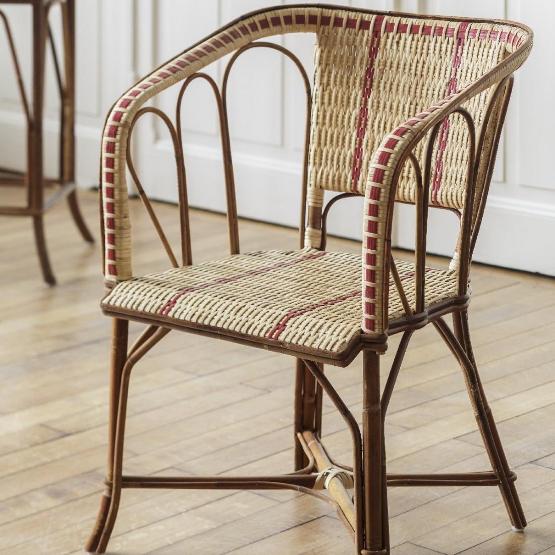 Art Déco Poltrona Bistro in rattan e vimini dal design francese del 1900 in vendita