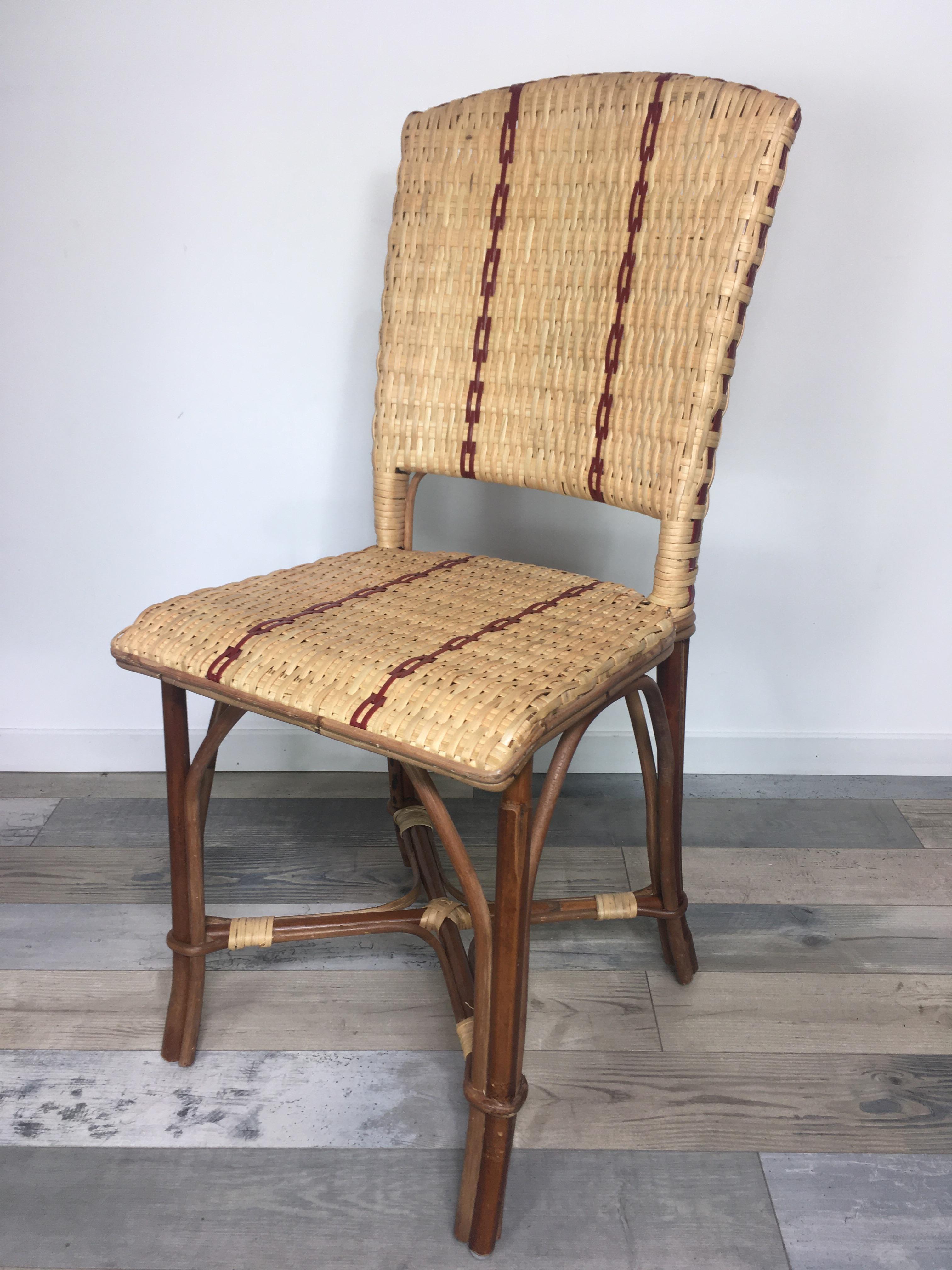 French 1900s Design Bistro Rattan and Wicker Chair For Sale 5