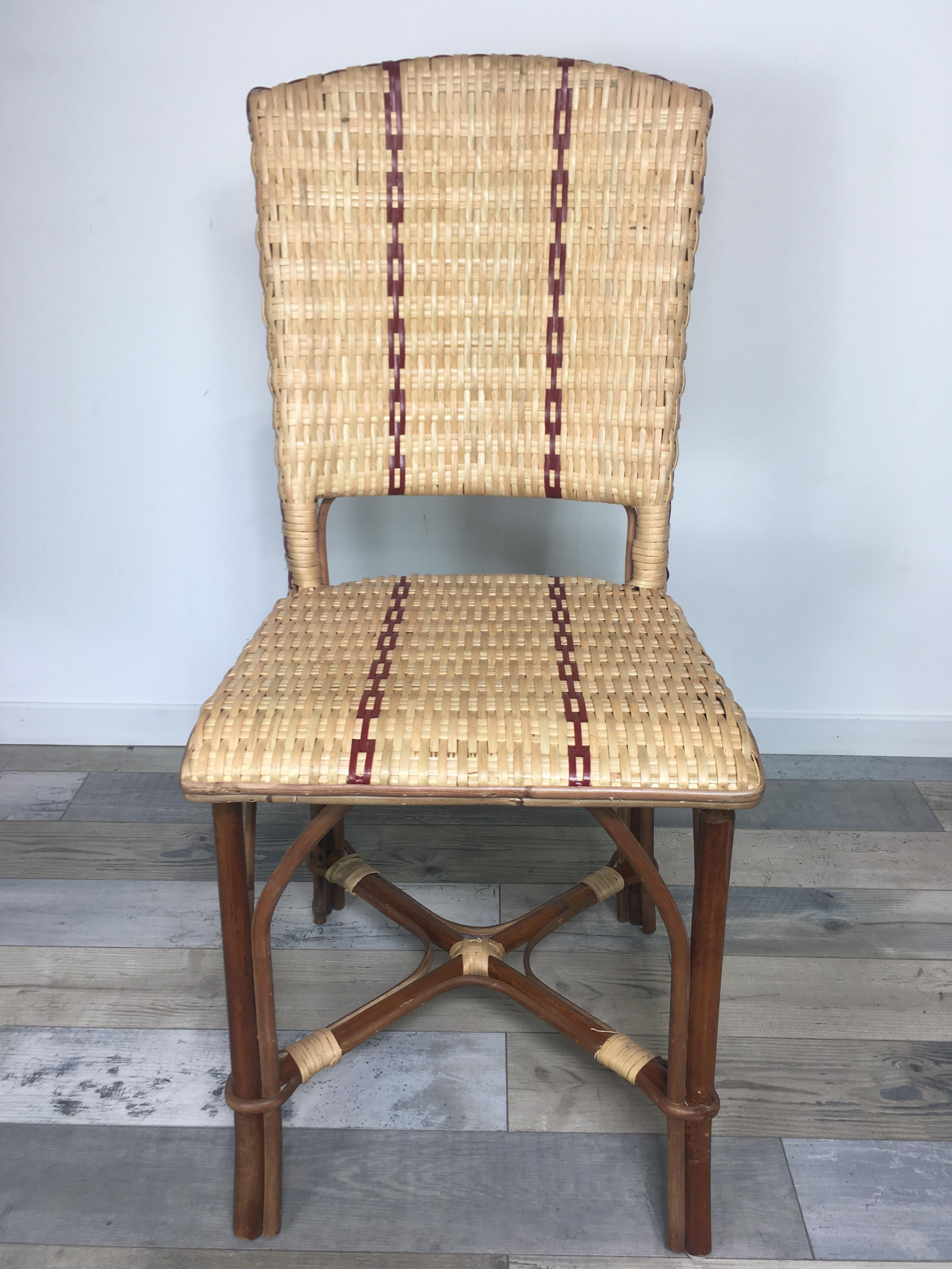 French 1900s Design Bistro Rattan and Wicker Chair For Sale 6