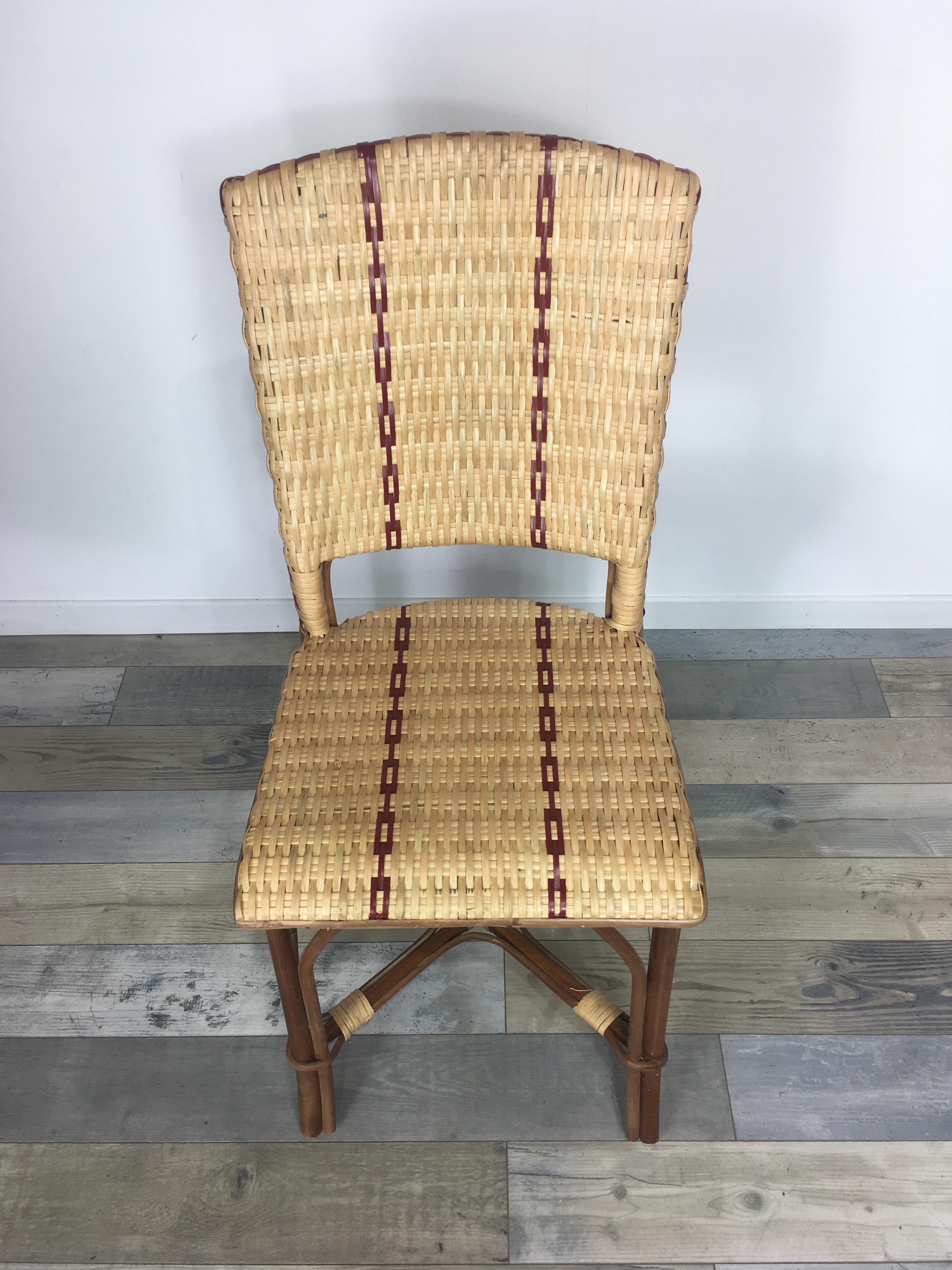 French 1900s Design Bistro Rattan and Wicker Chair For Sale 7