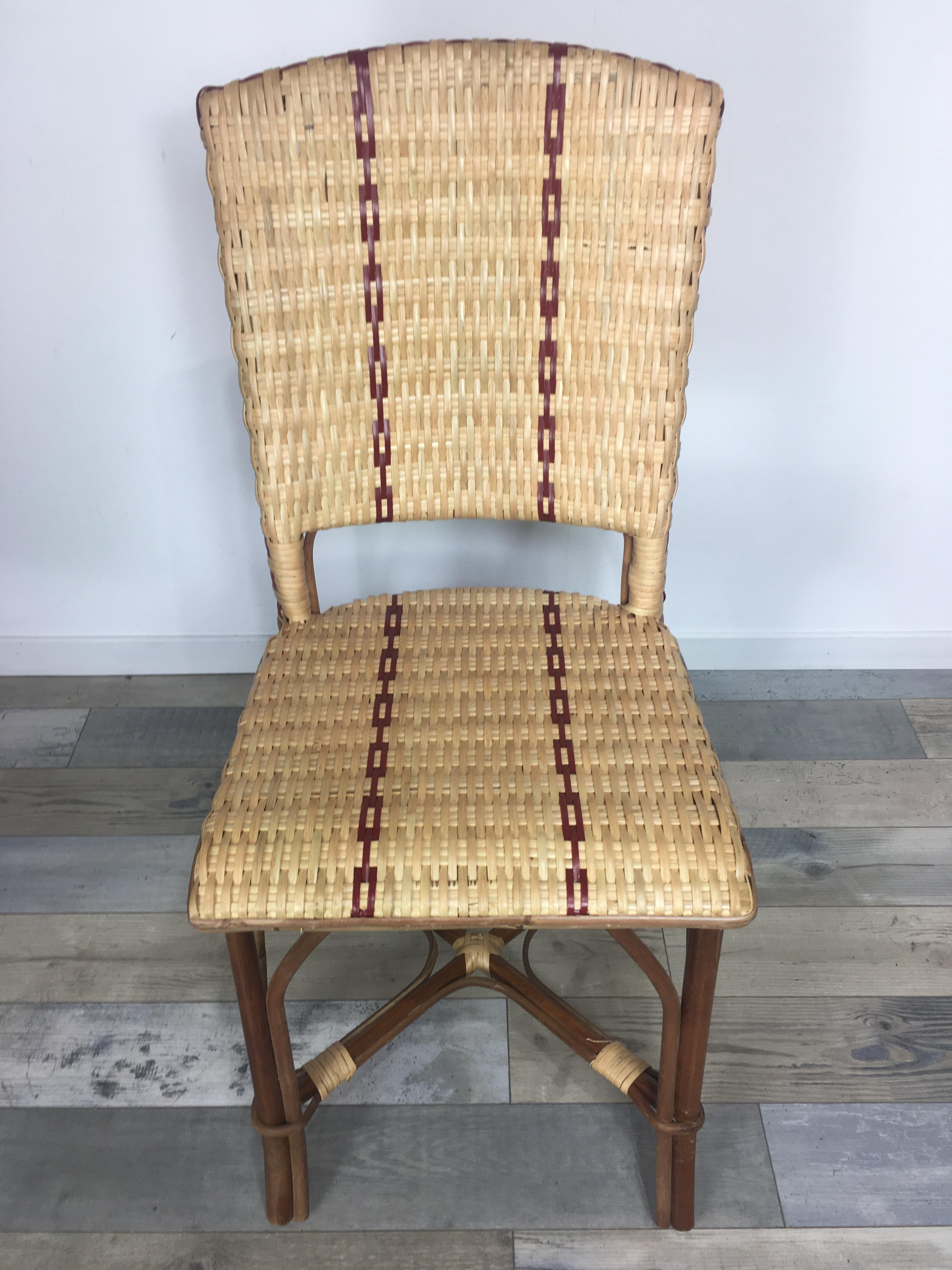 French 1900s Design Bistro Rattan and Wicker Chair For Sale 8