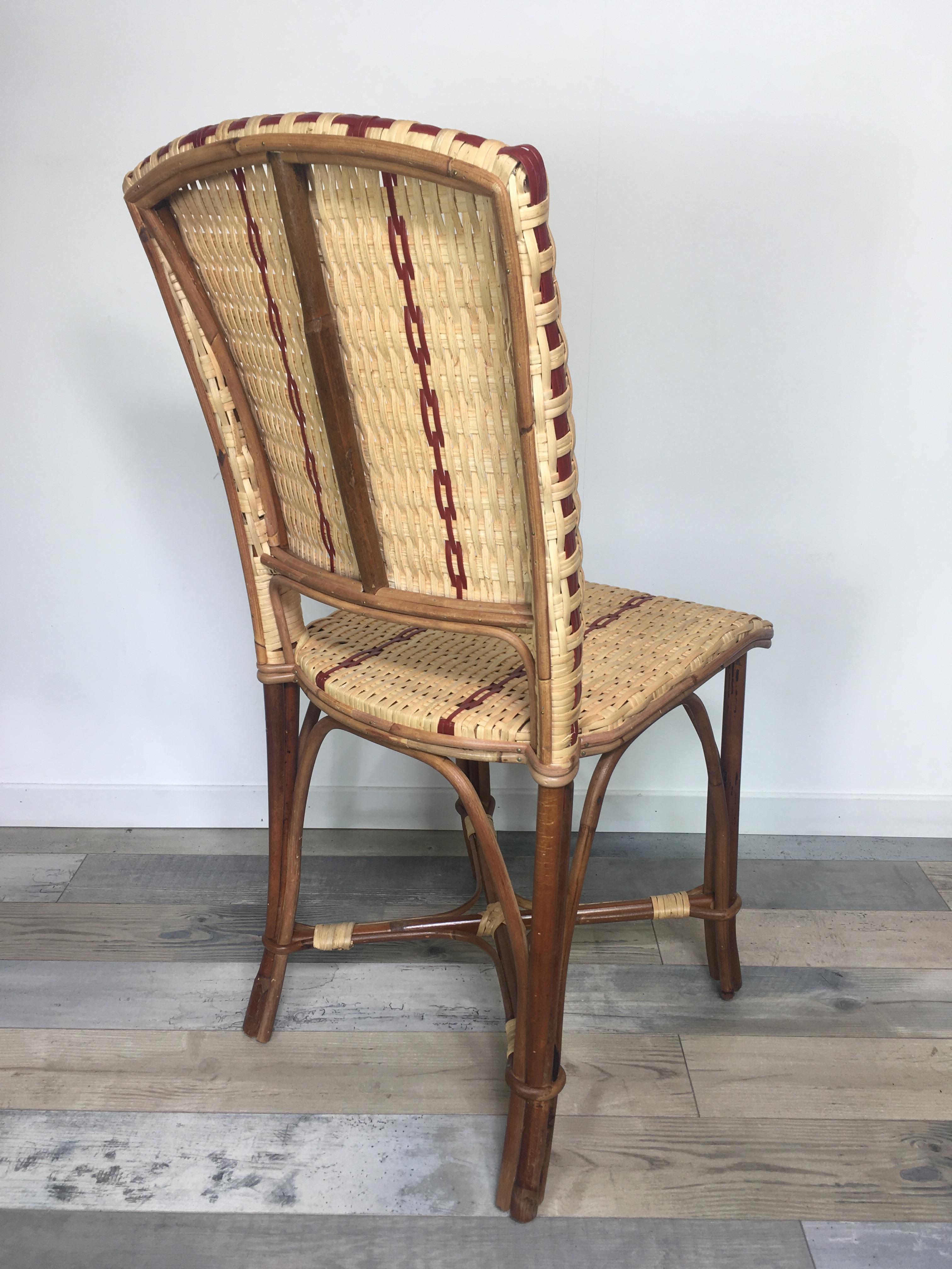Contemporary French 1900s Design Bistro Rattan and Wicker Chair For Sale