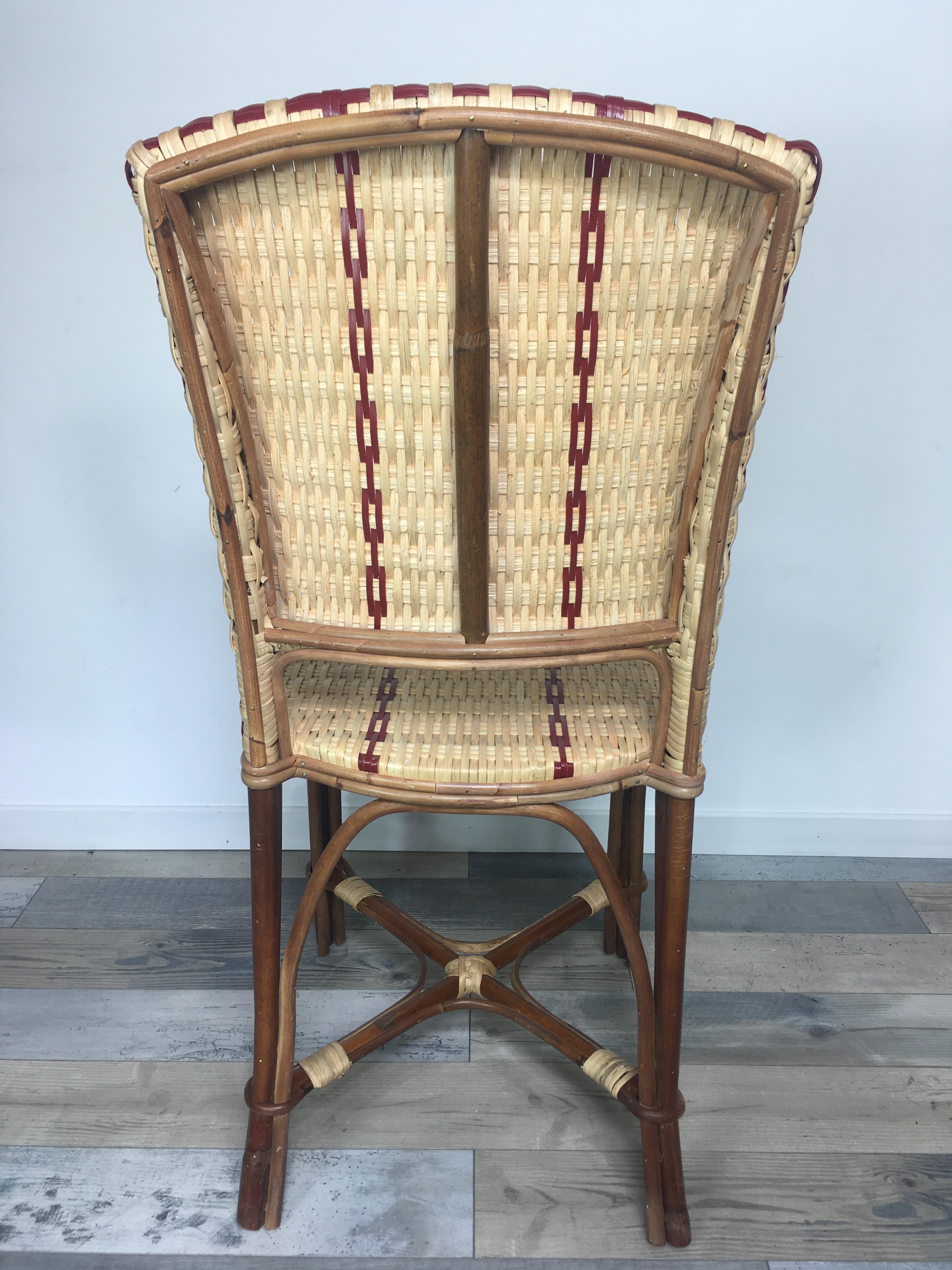 French 1900s Design Bistro Rattan and Wicker Chair For Sale 1