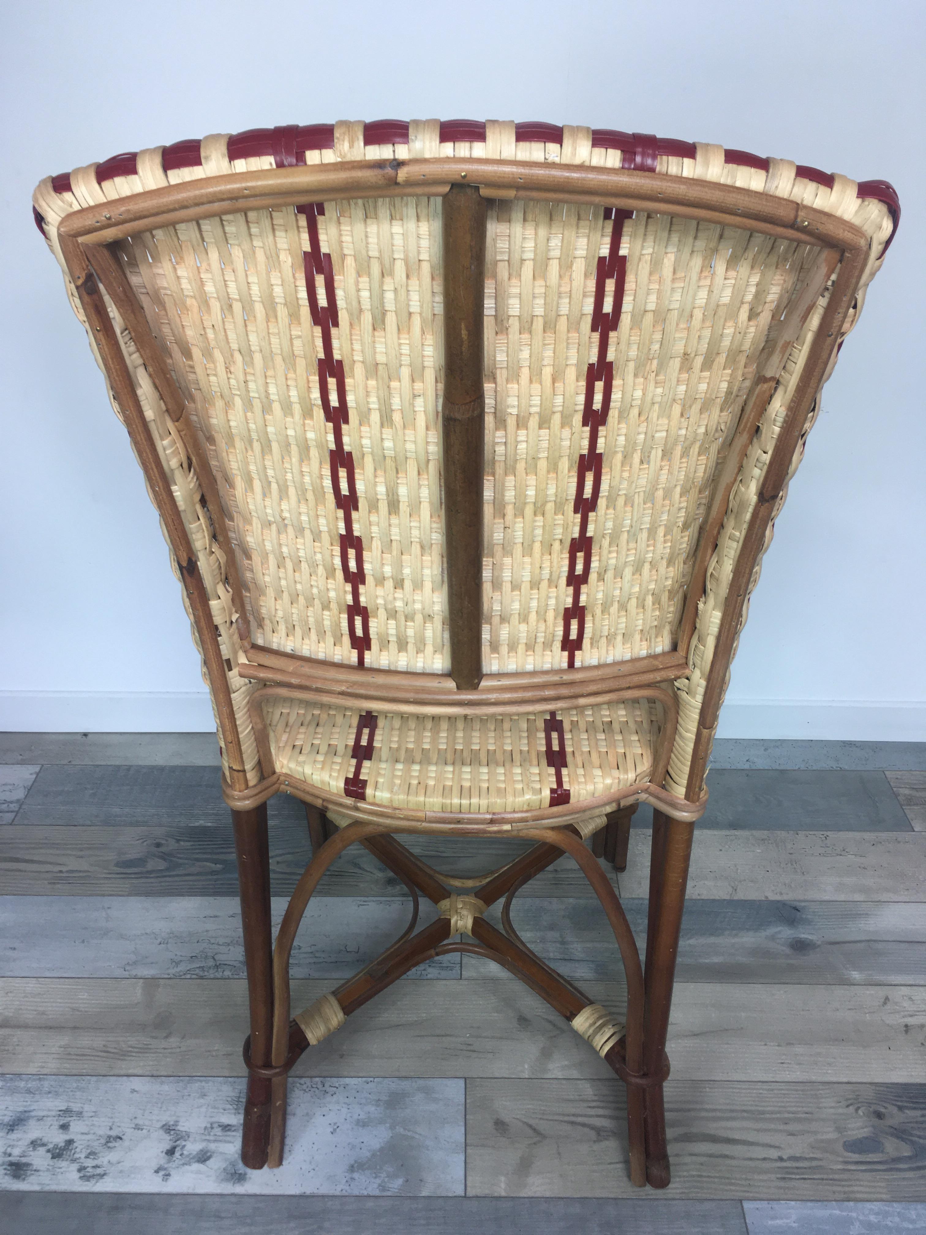 French 1900s Design Bistro Rattan and Wicker Chair For Sale 2