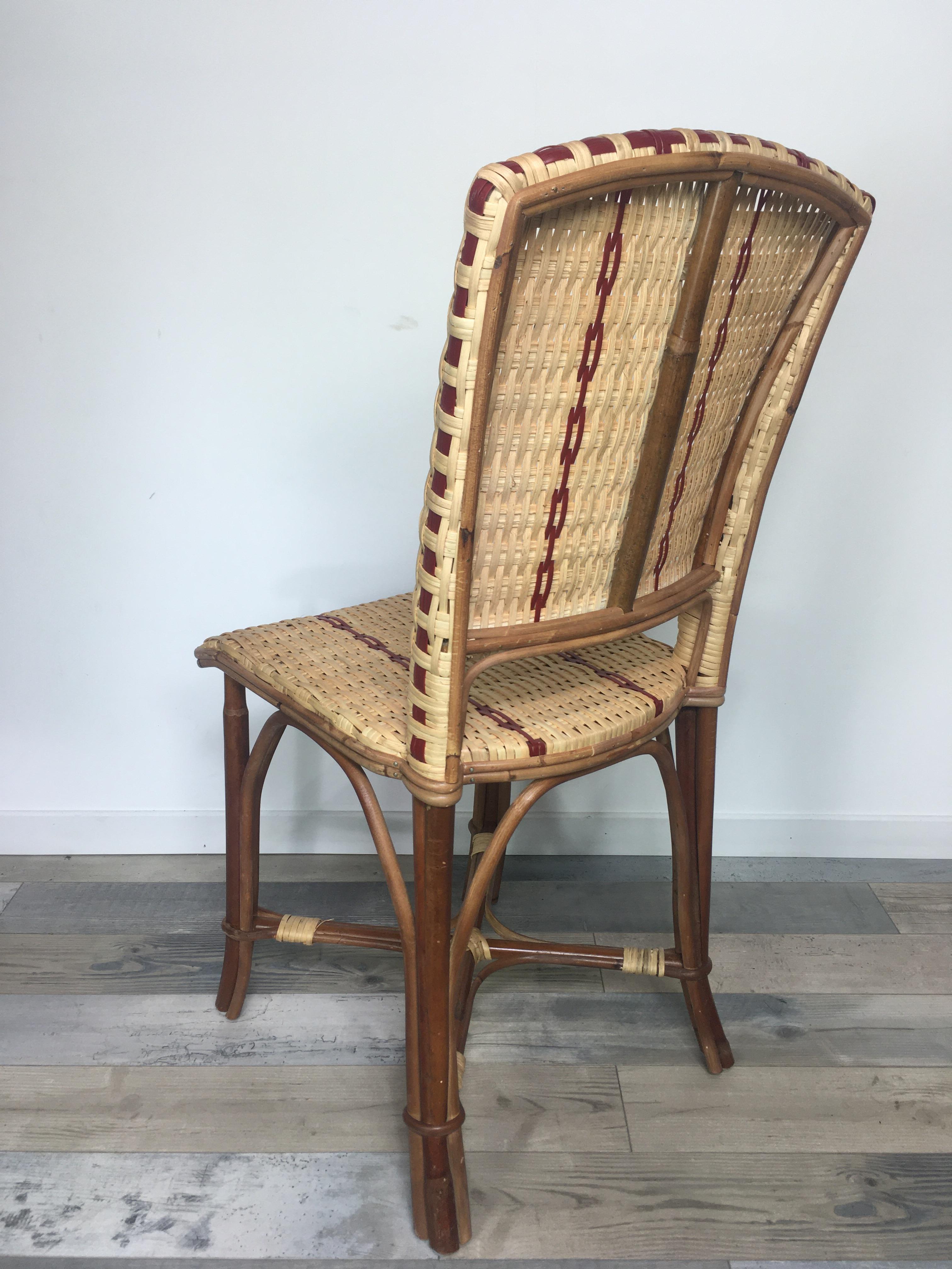 French 1900s Design Bistro Rattan and Wicker Chair For Sale 3