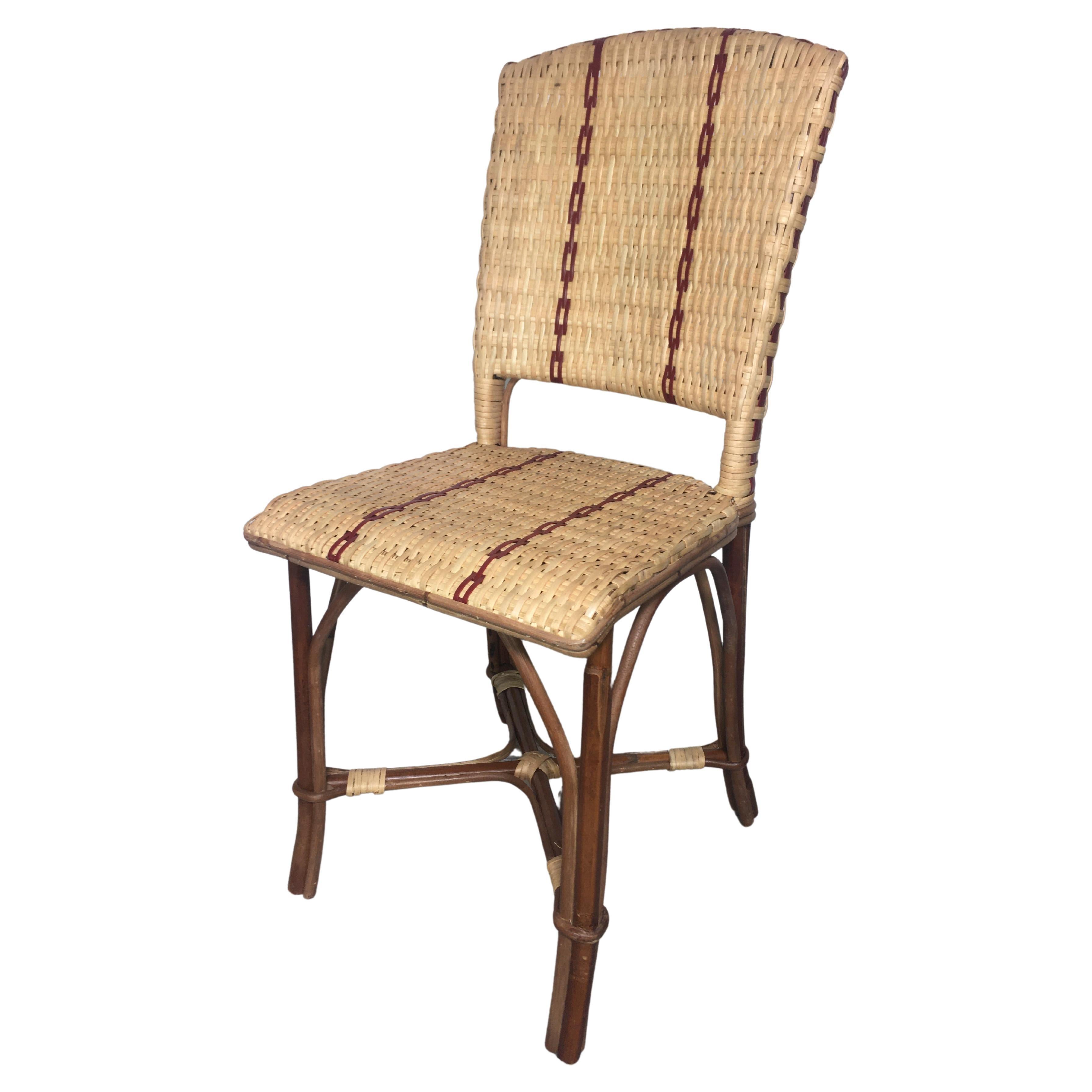 French 1900s Design Bistro Rattan and Wicker Chair For Sale