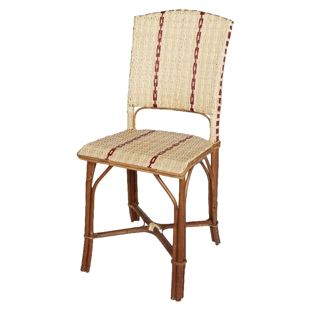 French 1900s Design Bistro Rattan Wicker and Braided Resin Outdoor Chair