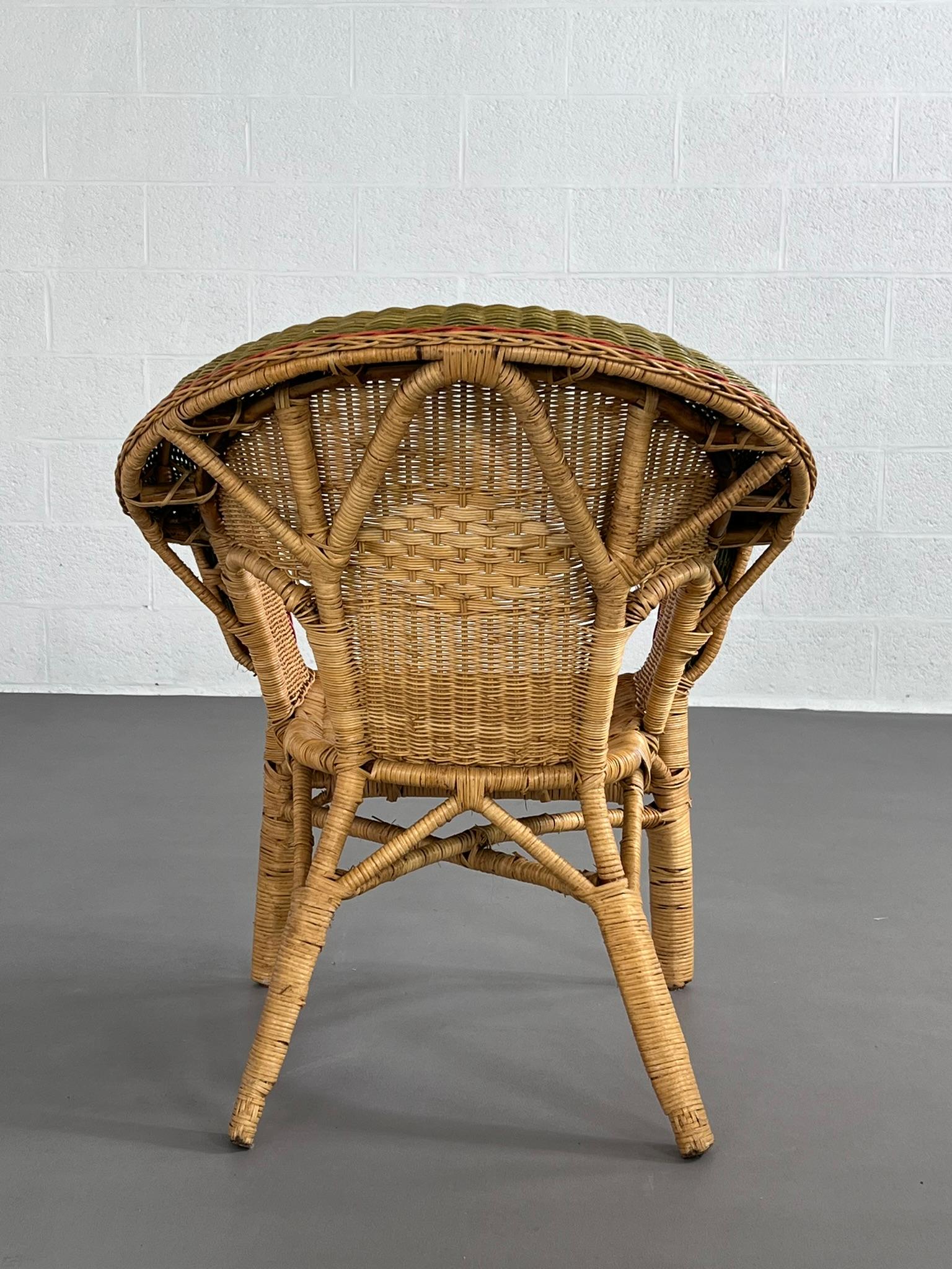 Sedia a canne in rattan e vimini intrecciato di design francese del 1900 In condizioni buone in vendita a Tourcoing, FR