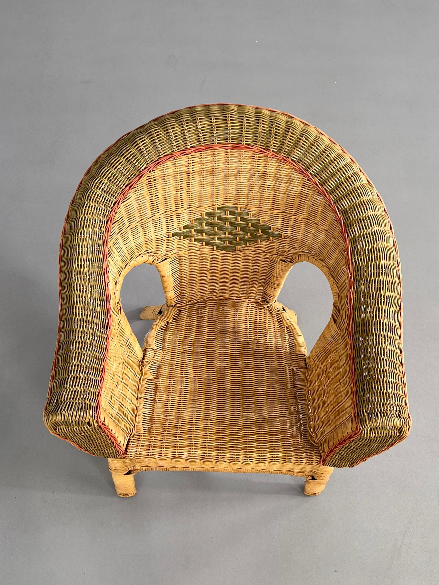 XX secolo Sedia a canne in rattan e vimini intrecciato di design francese del 1900 in vendita